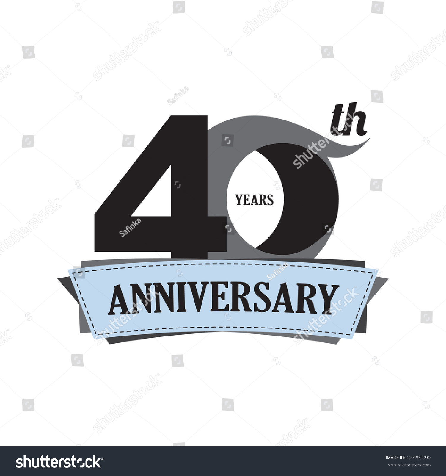 Vektor Stok 40th Years Anniversary Logo Sign Label (Tanpa Royalti ...