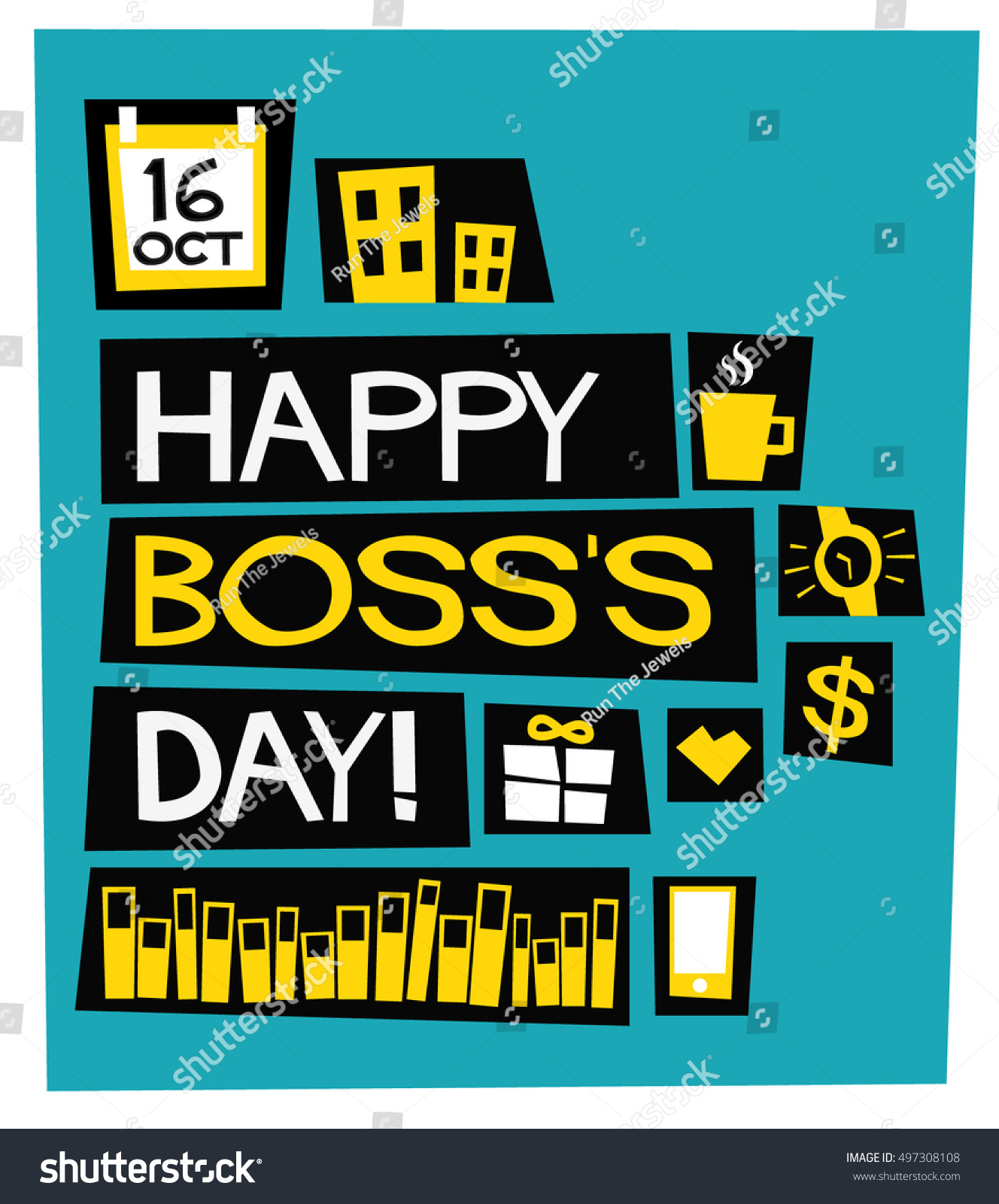 Happy Bosss Day 16 October Art Stock Vector (Royalty Free) 497308108 ...