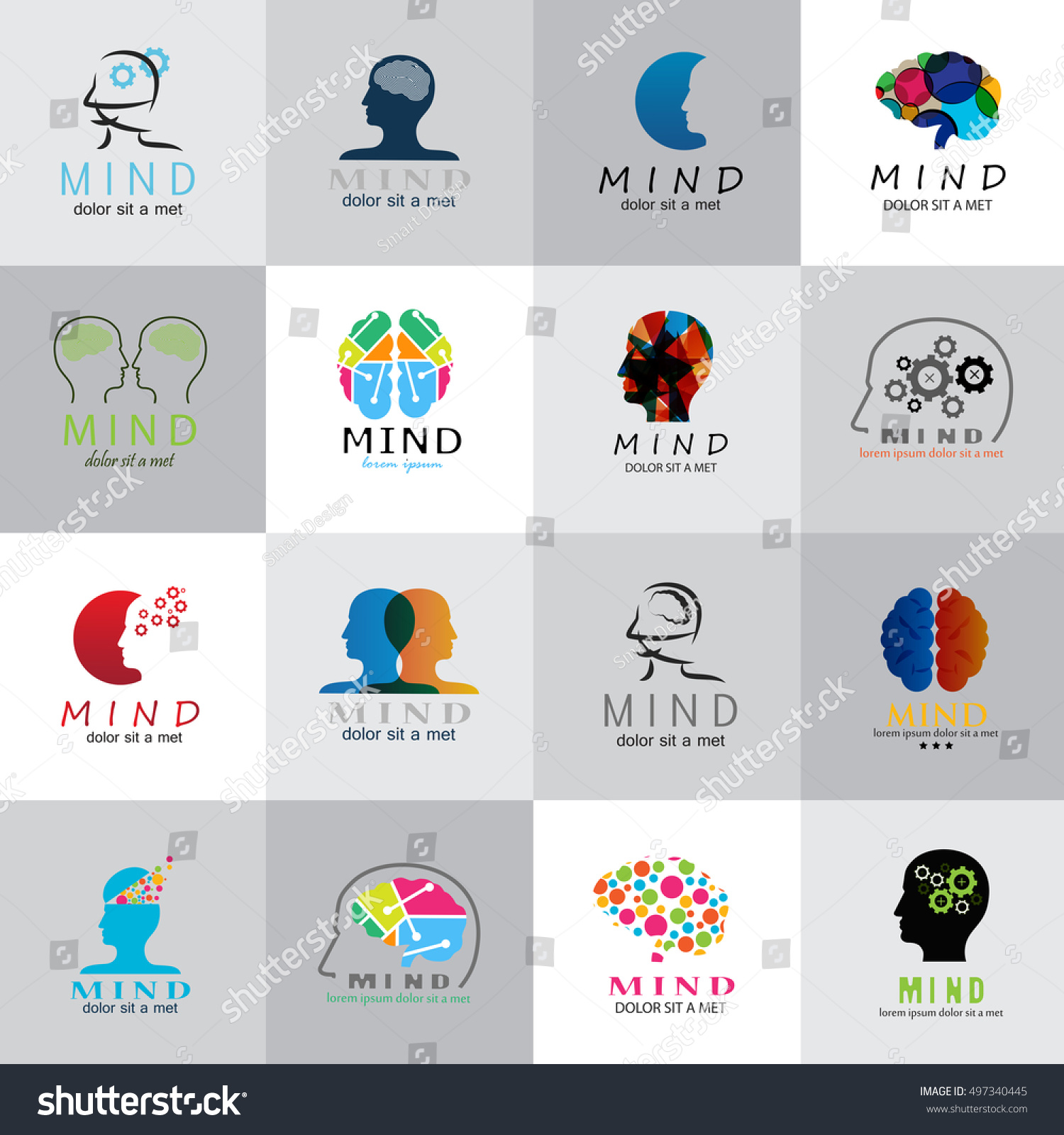 Mind Icons Set Isolated On Mosaic Stock Vector (Royalty Free) 497340445 ...