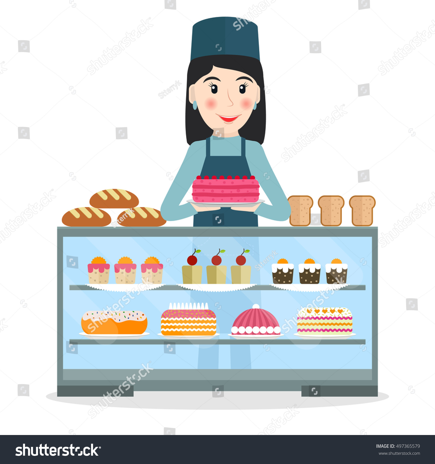 Продавец пекарни иллюстрация