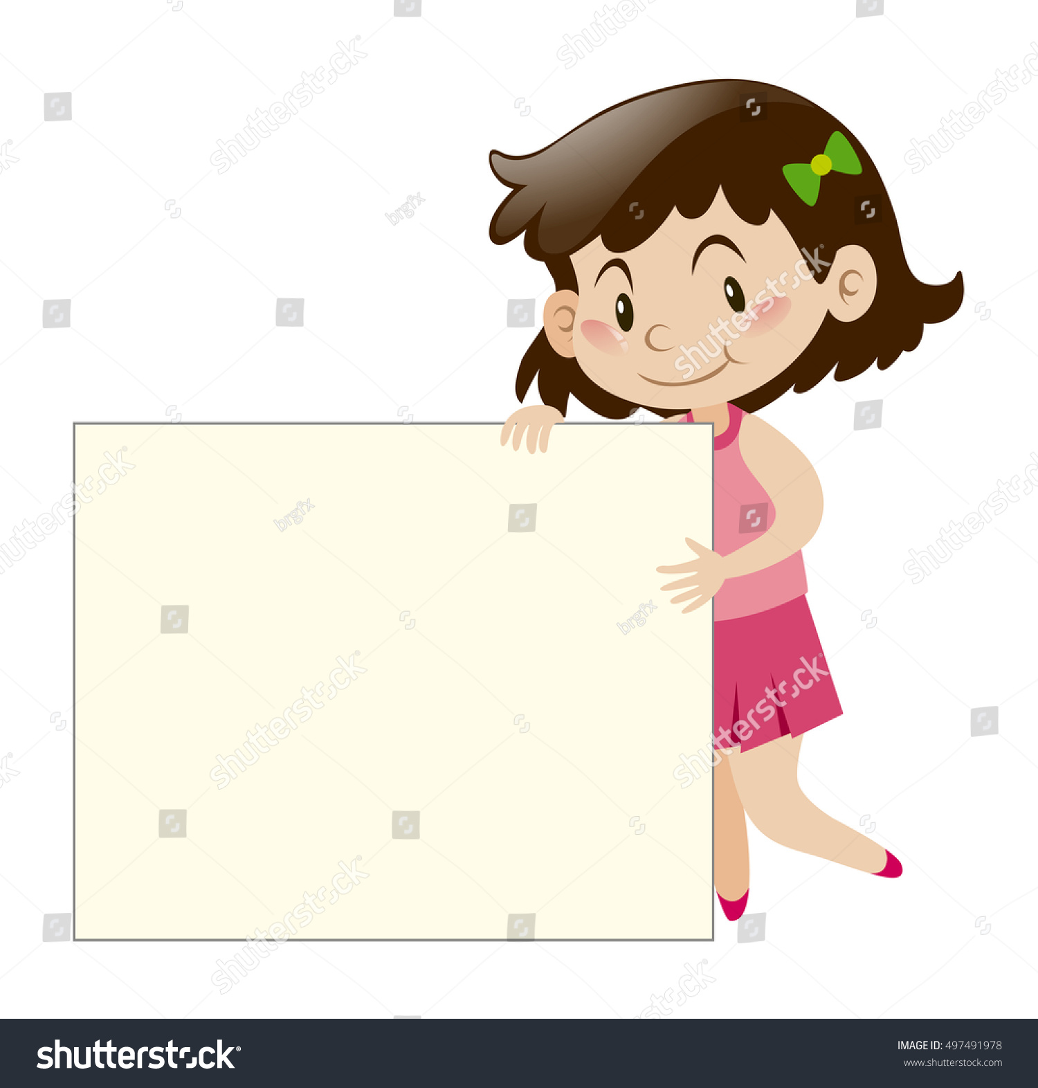 Little Girl Pink Holding Sign Illustration Stock Vector (Royalty Free ...