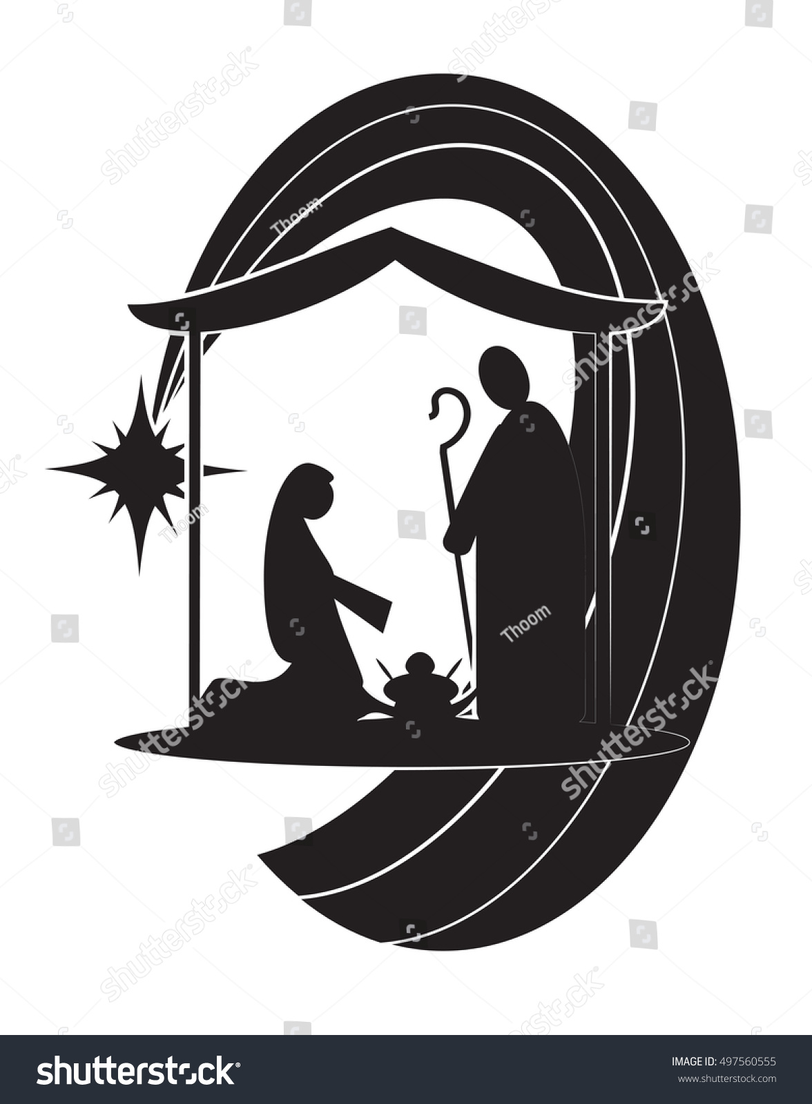 Christmas Nativity Religious Bethlehem Crib Scene Stock Vector (Royalty ...