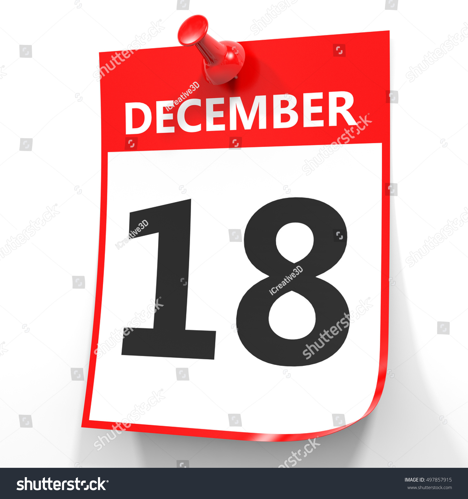 December 18 Calendar On White Background Stock Illustration 497857915