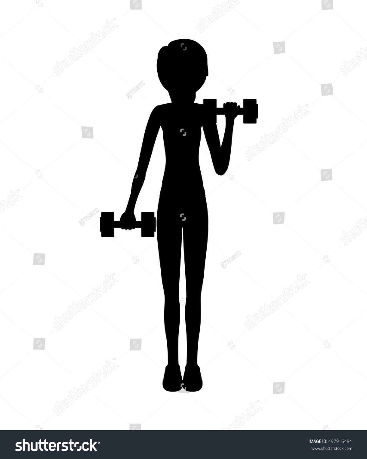 Silhouette Woman Dumbbell Hand Stock Vector (Royalty Free) 497916484 ...