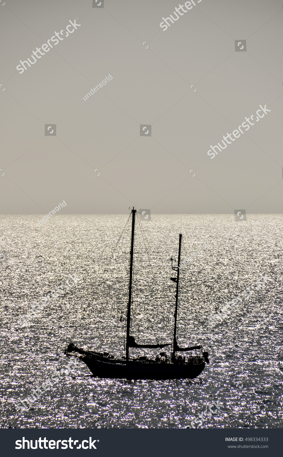 Backlight Picture Silhouette Boat Ocean Stock Photo 498334333 ...