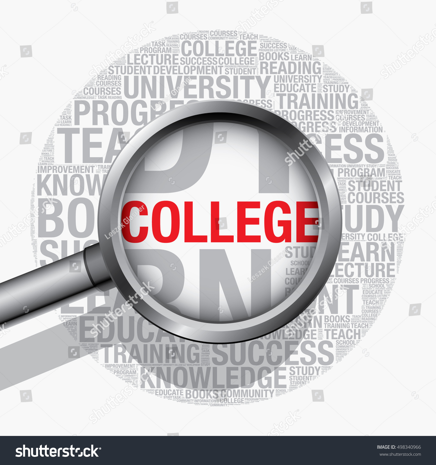 College Word Cloud Magnifying Glass Vector Stock Vector Royalty Free