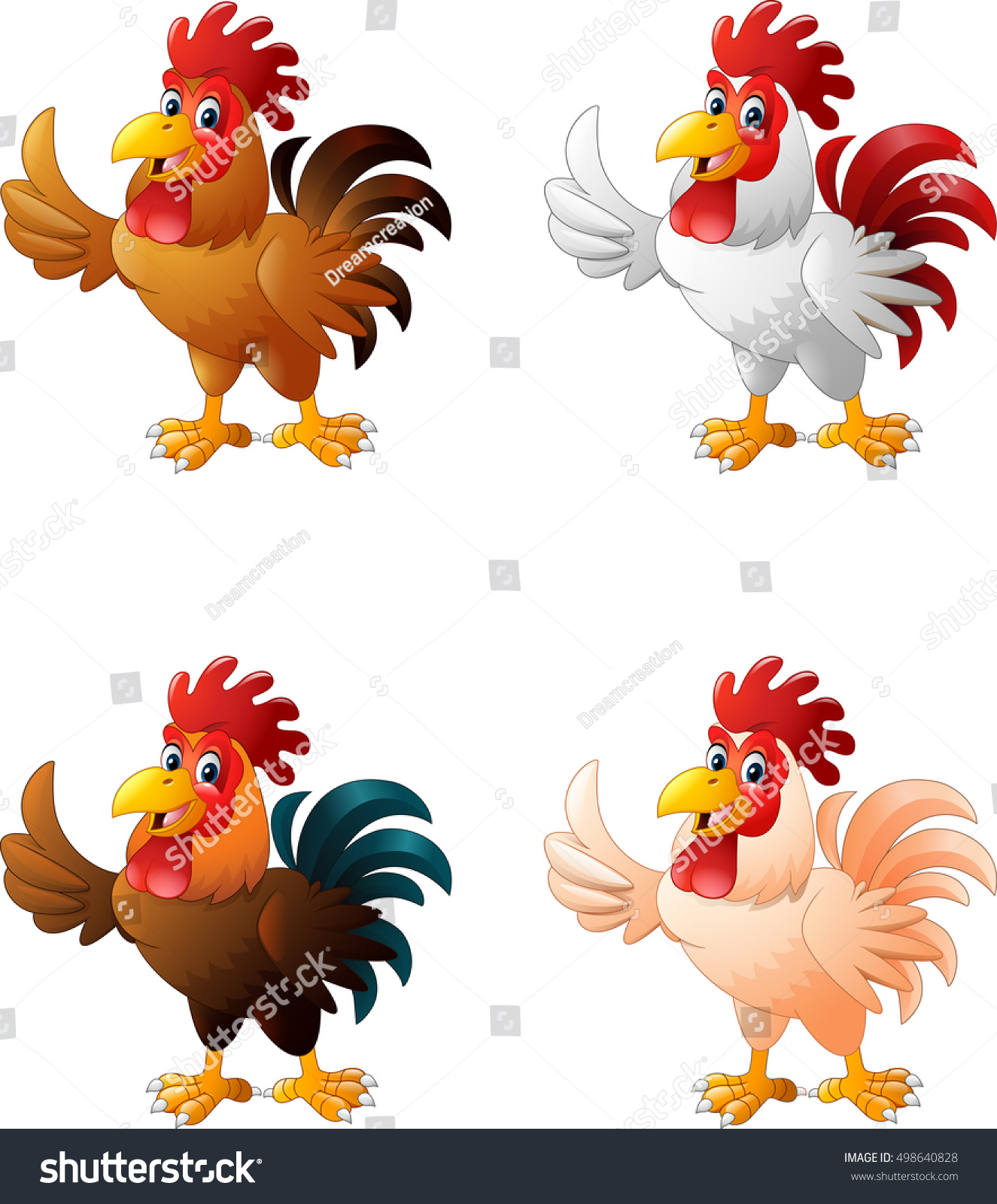 Cartoon Funny Rooster Giving Thumb Collection Stock Vector (Royalty ...