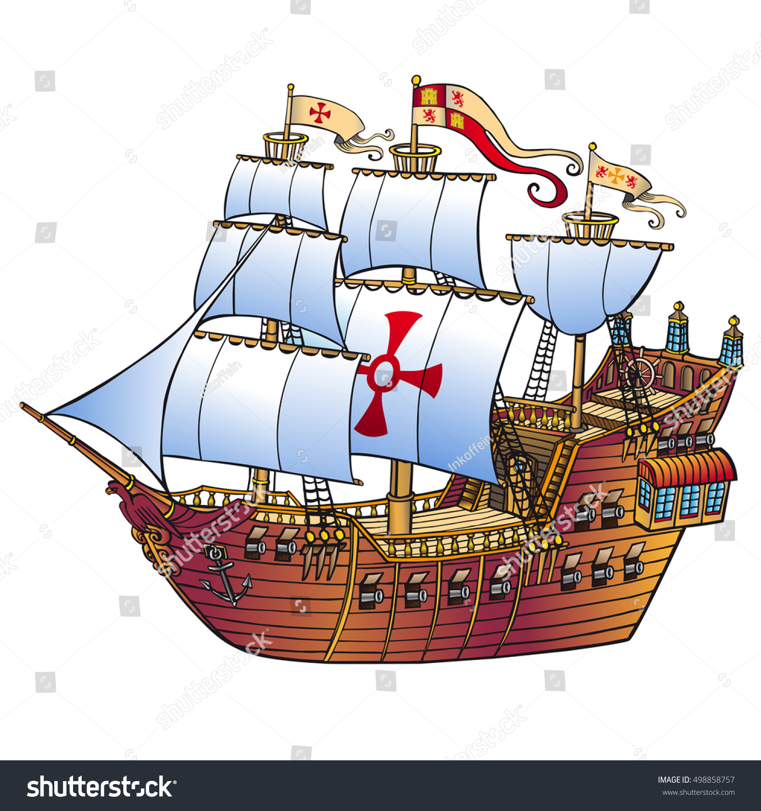 Spanish Cartoon Ship Cannon Rgb Eps Stock Vector (Royalty Free ...