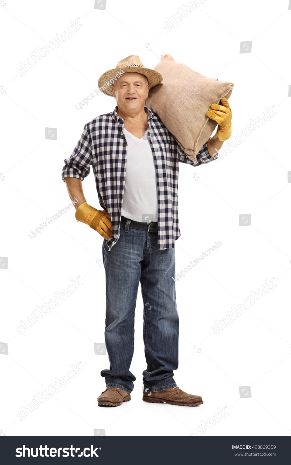 Full Length Portrait Mature Farmer Holding Stock Photo 498869359 ...