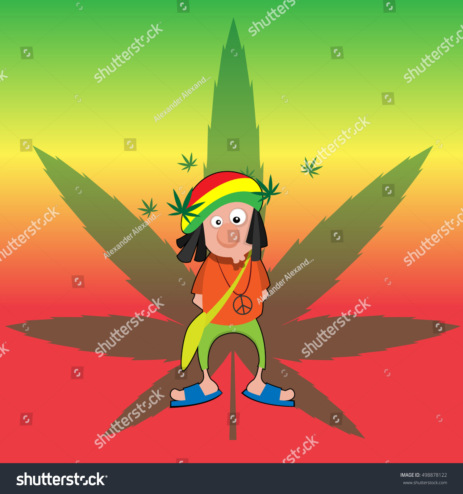 Cartoon Character Rastafarian Stock Vector (Royalty Free) 498878122 Shutter...