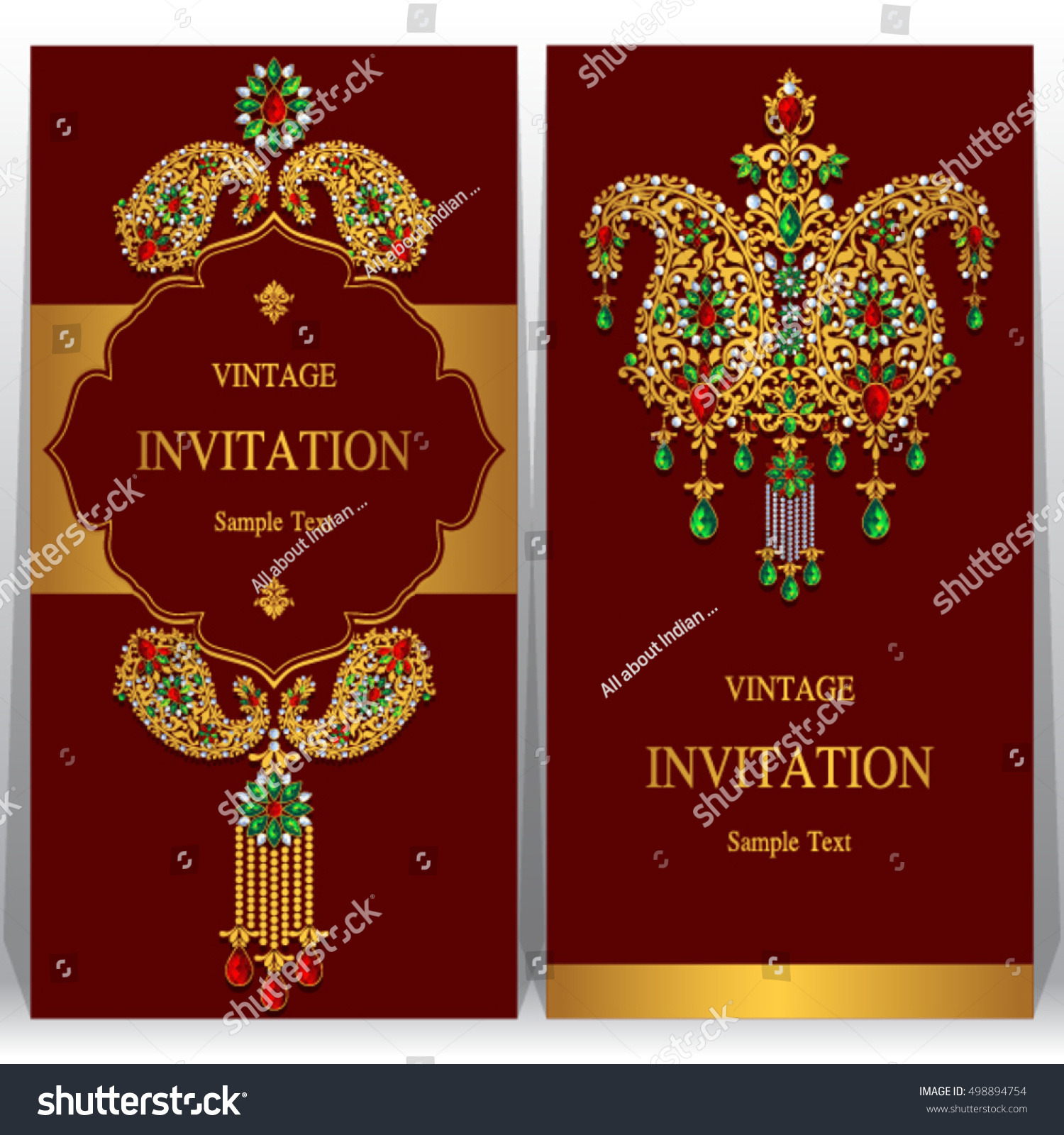 Indian Wedding Invitation Card Abstract Background Stock Vector 