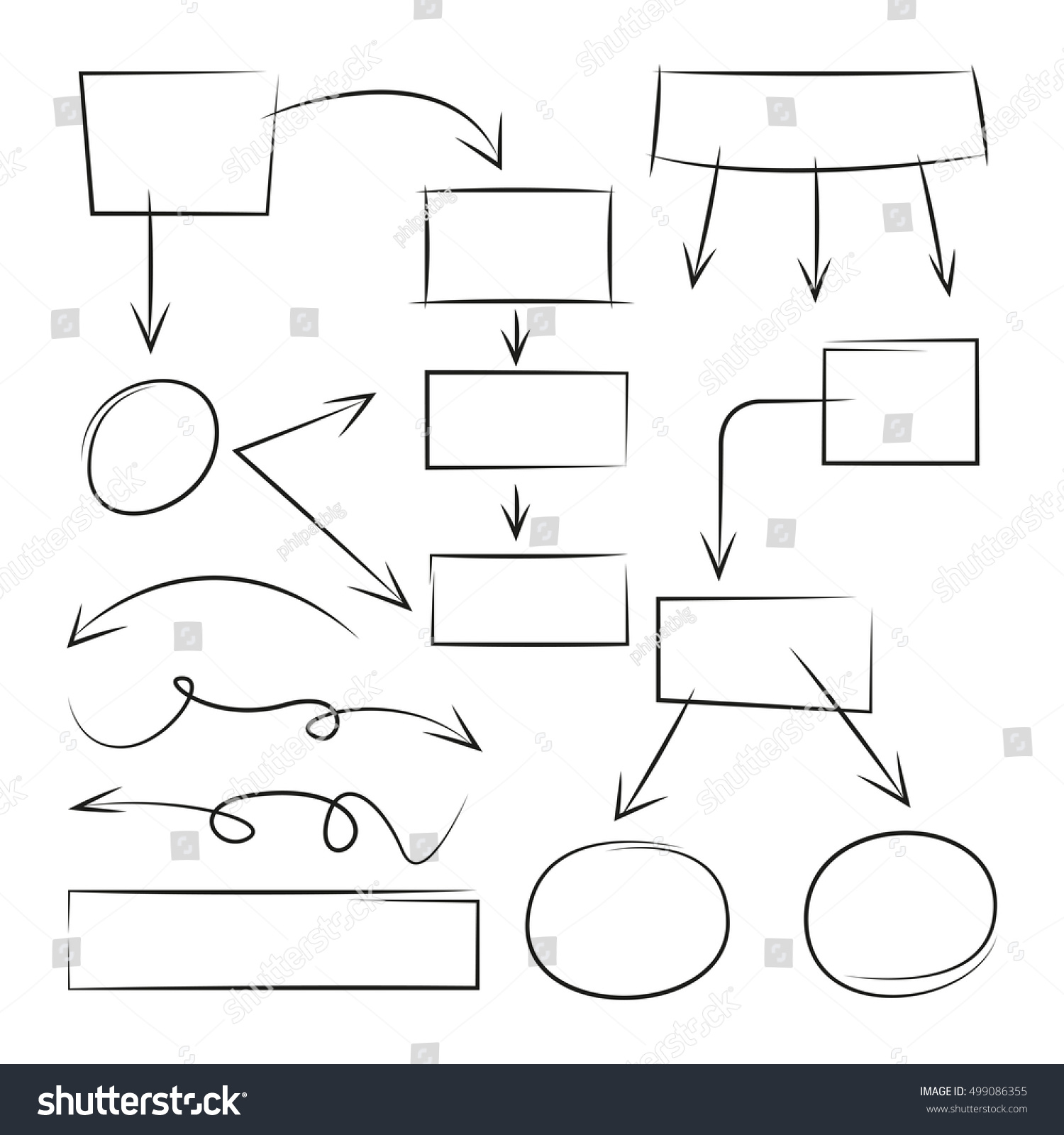 Hand Drawn Flowchart Arrows Rectangle Stock Vector (royalty Free 