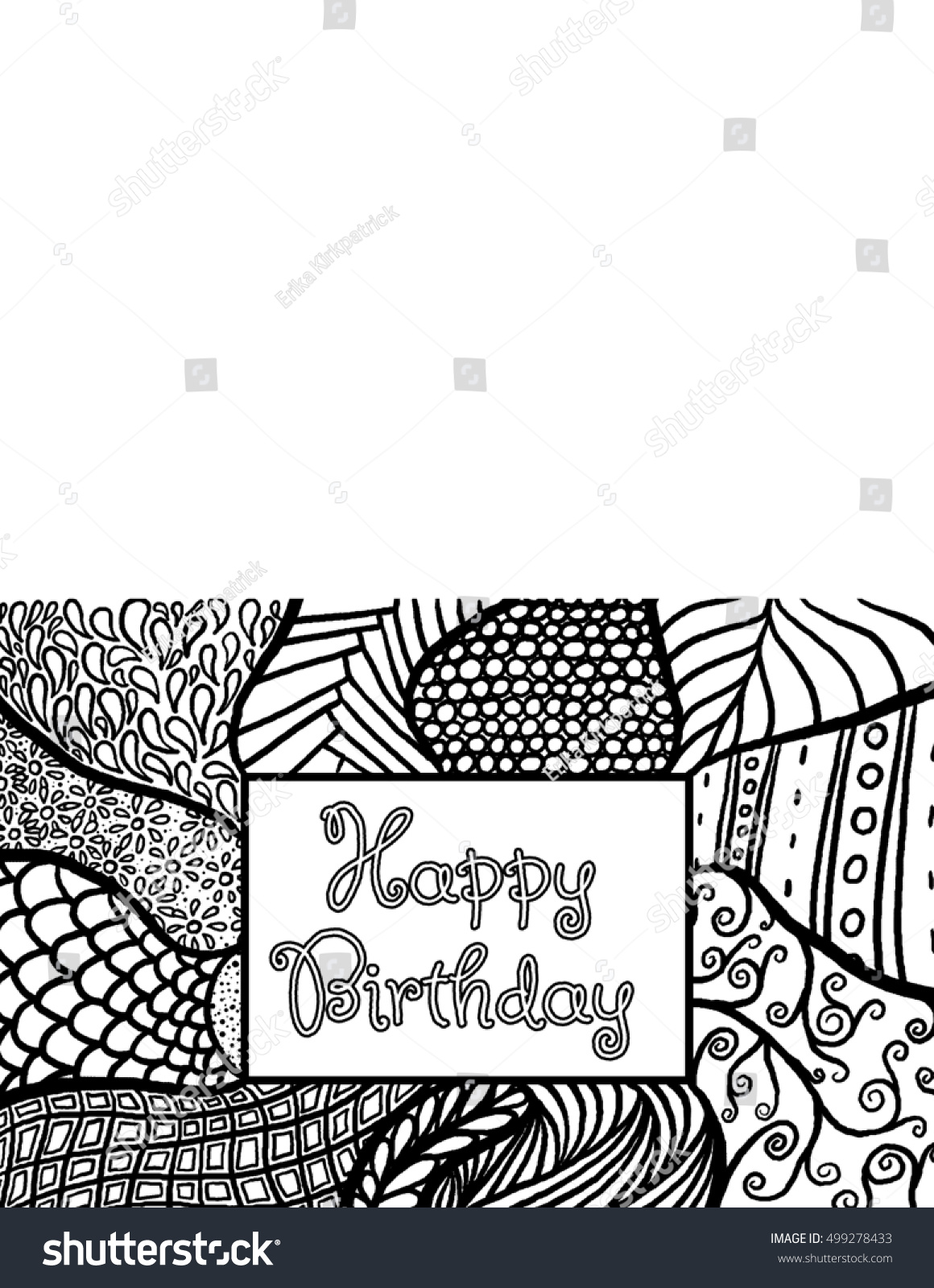 Happy Birthday Card Coloring Page Stock Illustration 499278433 ...