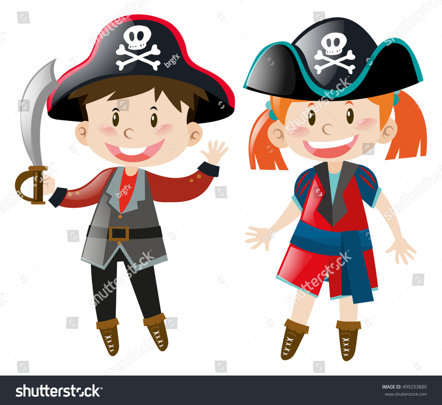 Boy Girl Pirate Costume Illustration Stock Vector (Royalty Free ...