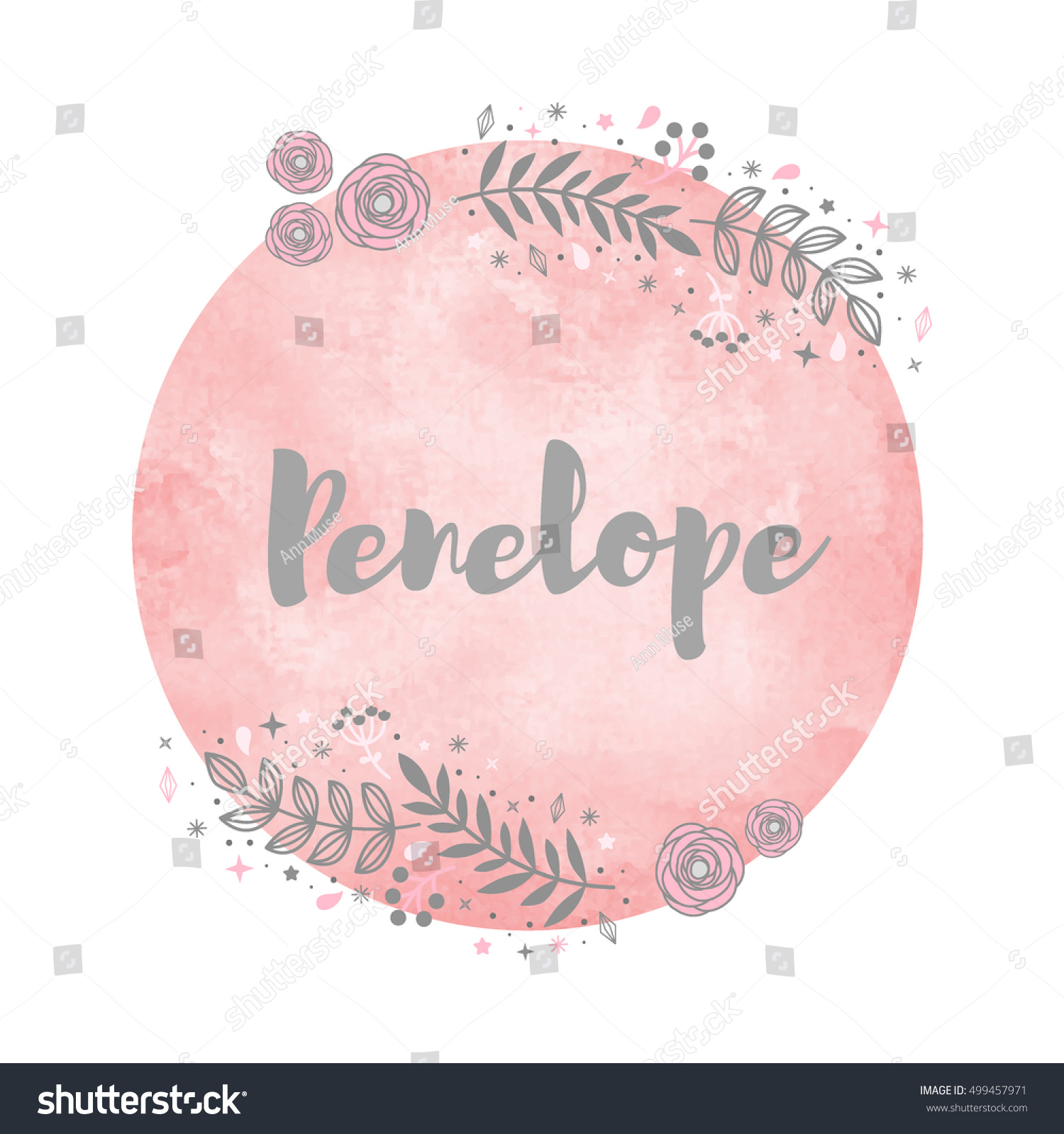 Girl Name Penelope Calligraphy Lettering Cute Stock Vector (Royalty ...