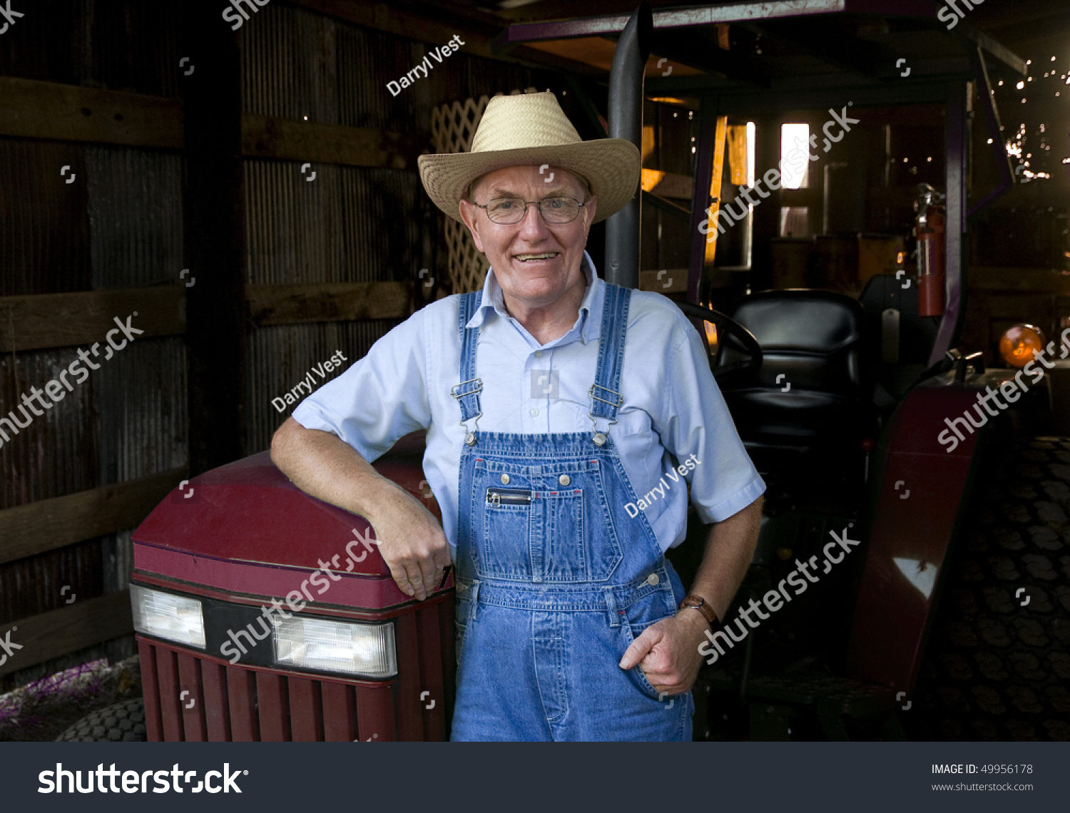 Farmer Standing Front His Tractor Barn Stock Photo 49956178 | Shutterstock