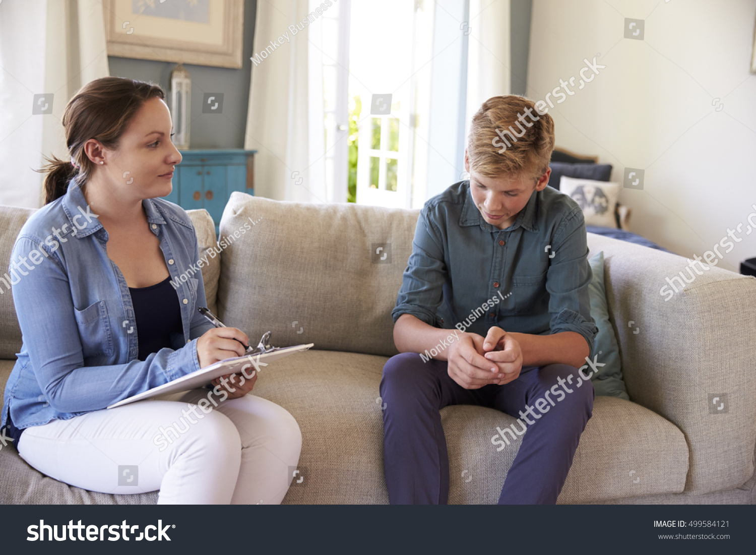 Teenage Boy Problem Talking Counselor Home Stock Photo 499584121 ...