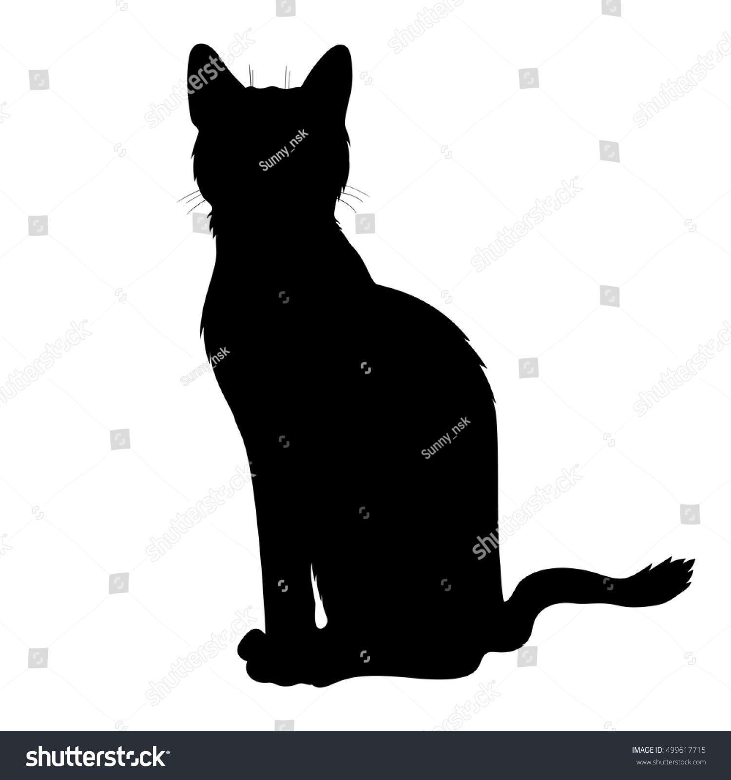 Кошка сидит и обнимает хвостом рисунок