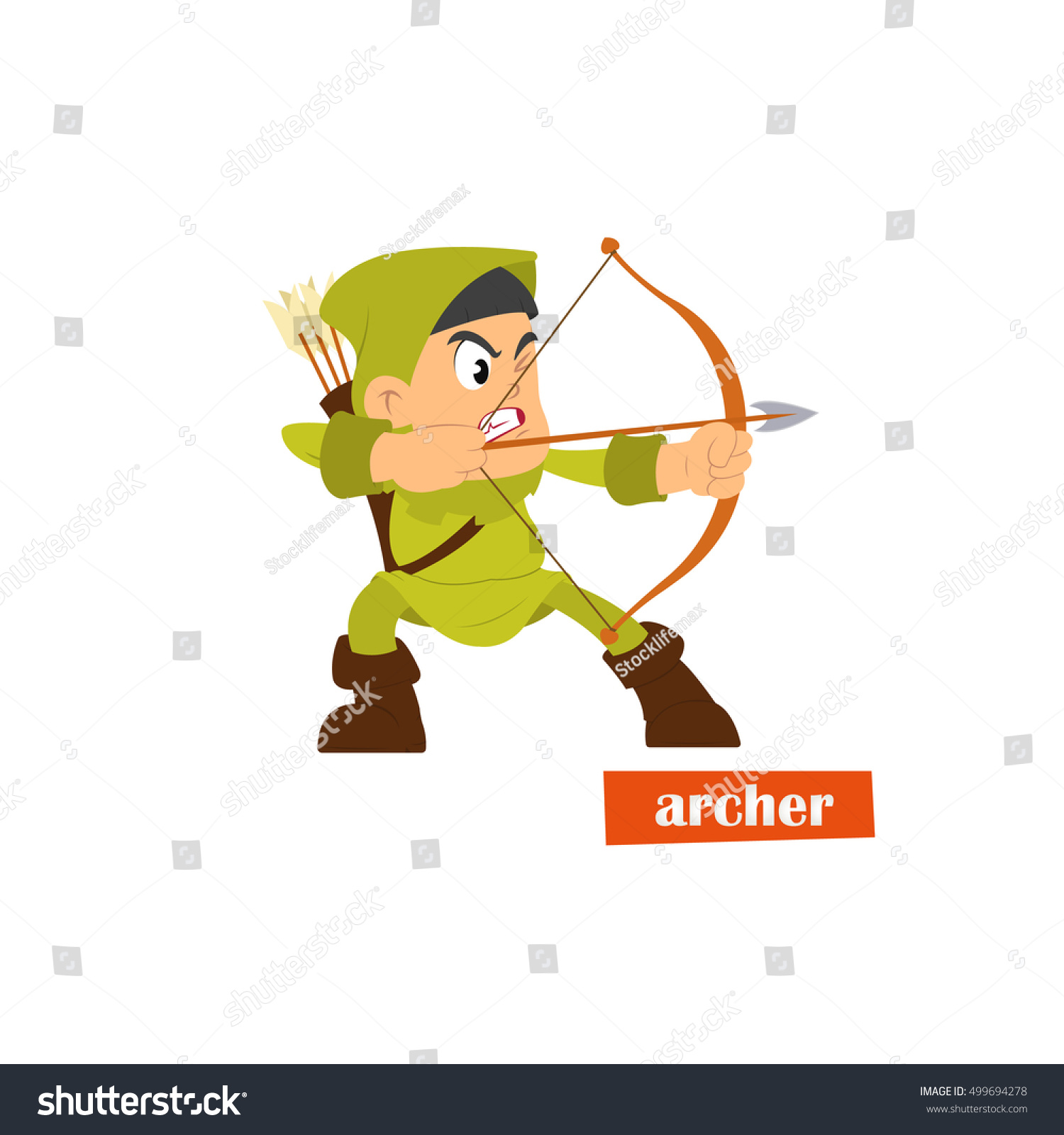 Accurate Archer Aiming Strong Bow Vector Stock Vector (Royalty Free ...