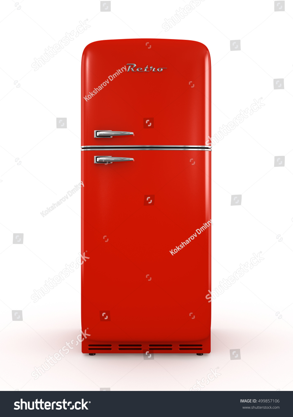 Retro Red Fridge Isolated On White Stock Illustration 499857106 ...