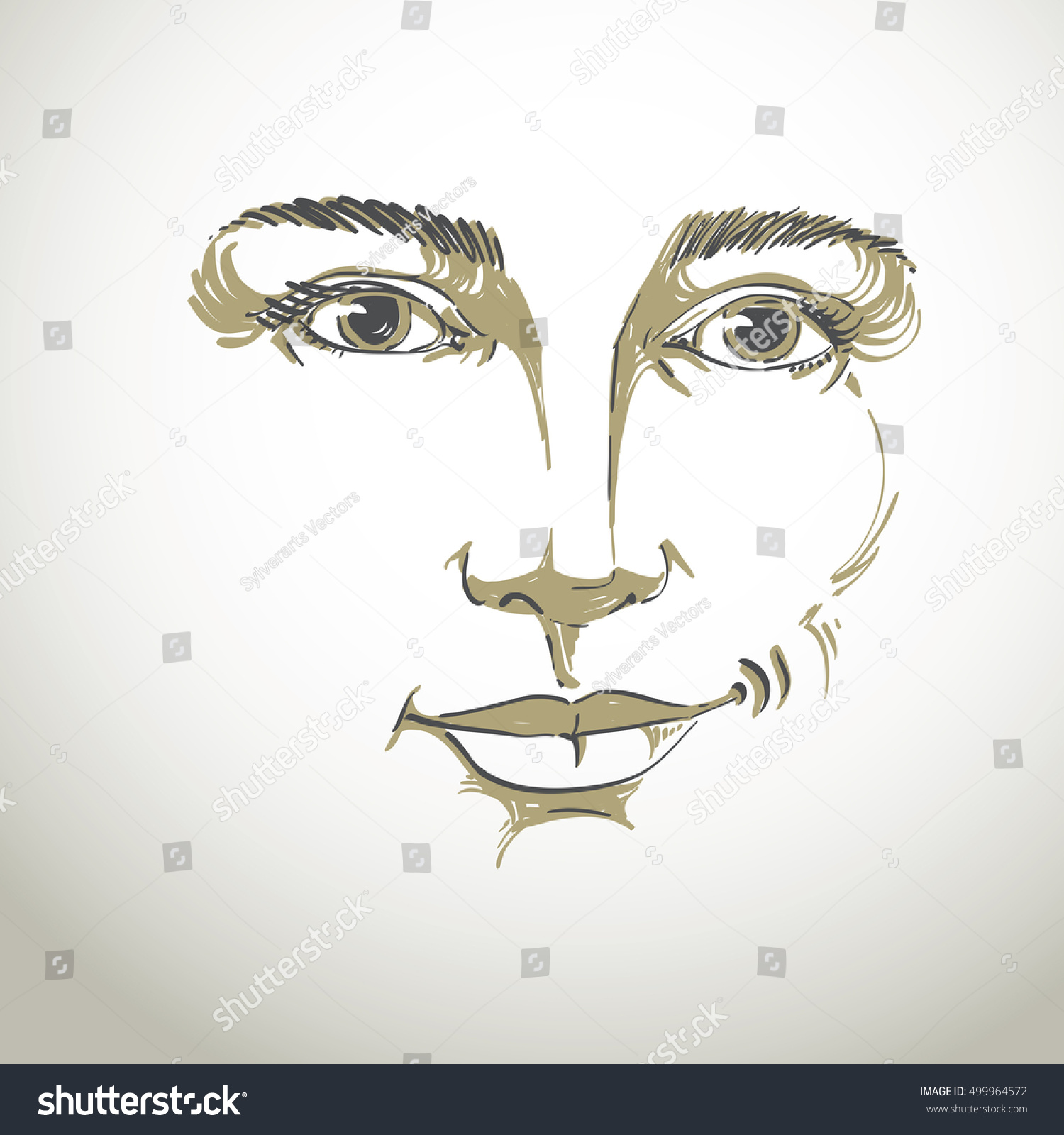 Handdrawn Portrait Whiteskin Flirting Woman Face Stock Vector Royalty