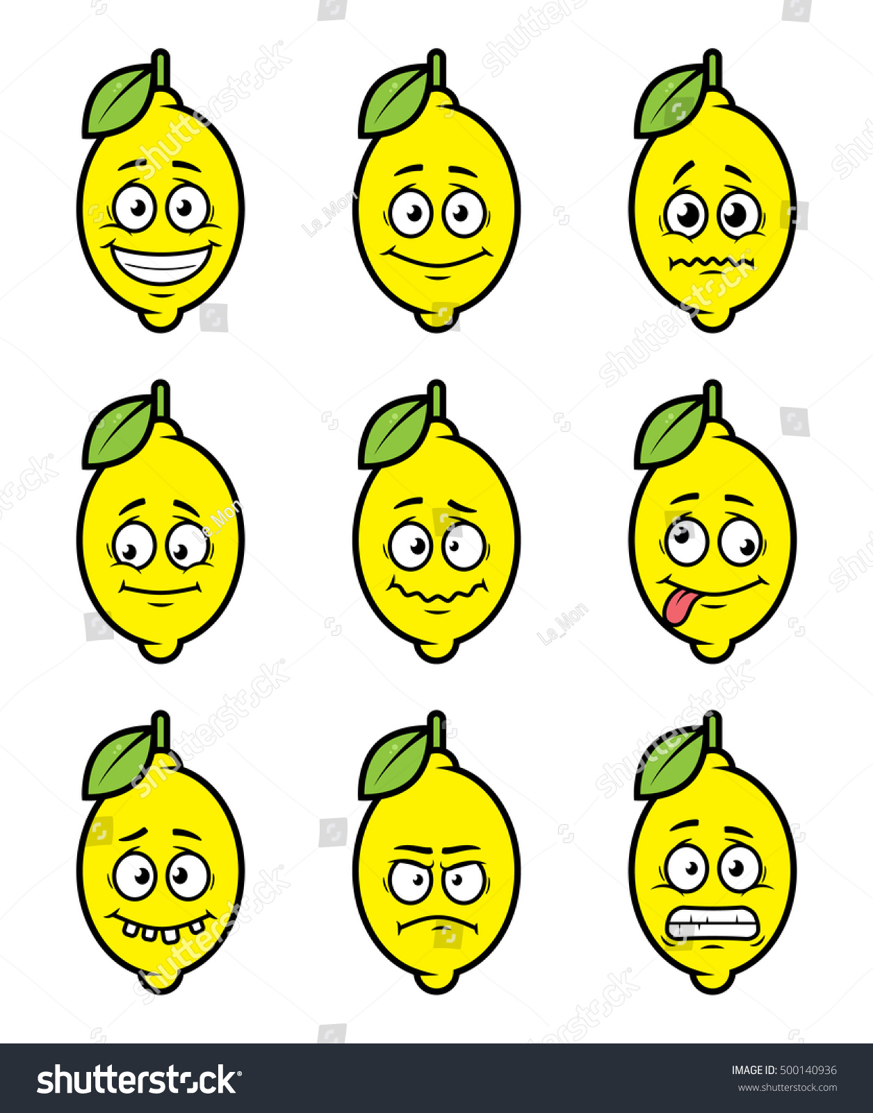 Lemon Cartoon Facial Expressions Stock Vector (Royalty Free) 500140936 ...