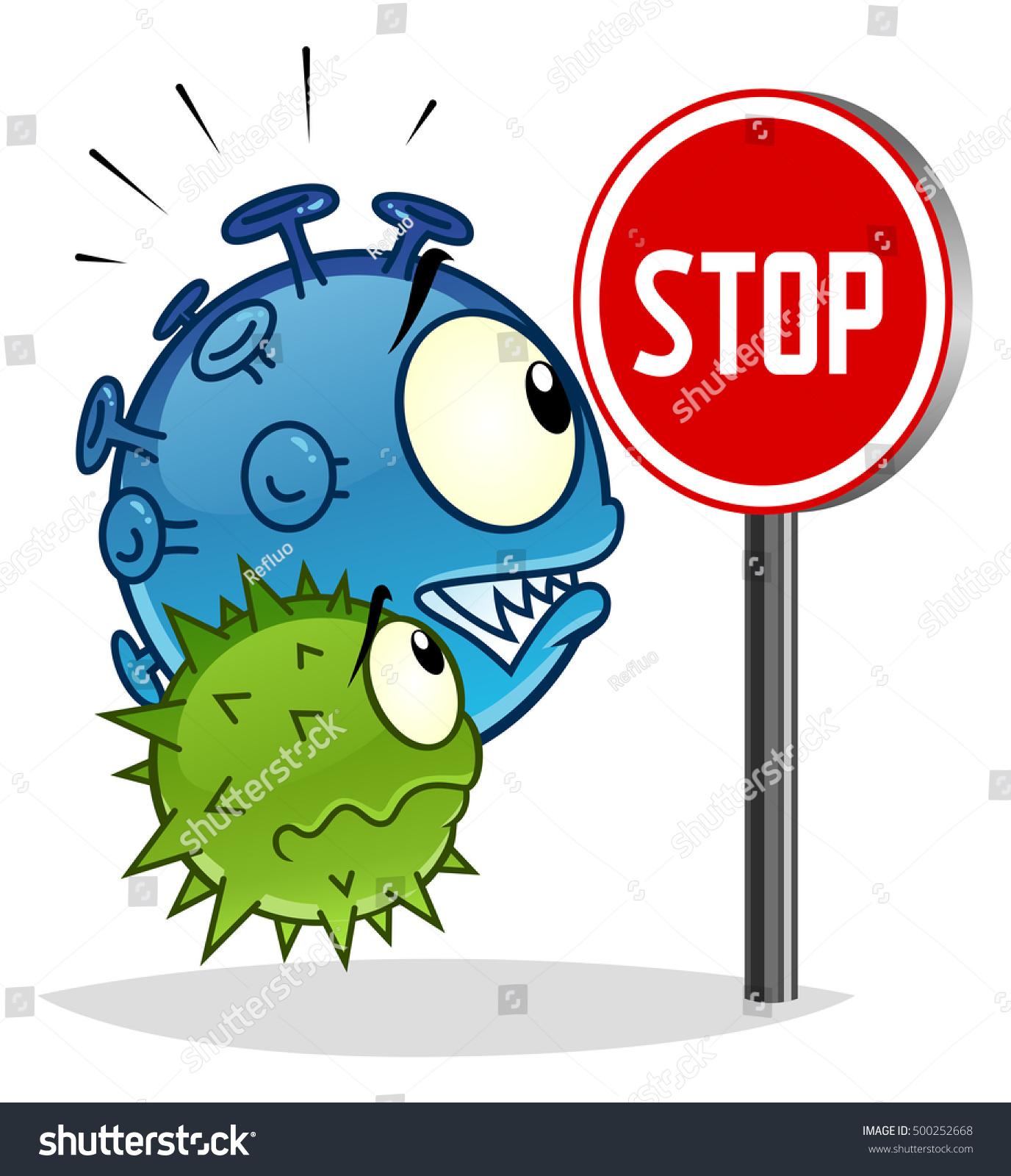 Viruses Watching On Stop Sign Stock Vector (Royalty Free) 500252668 ...