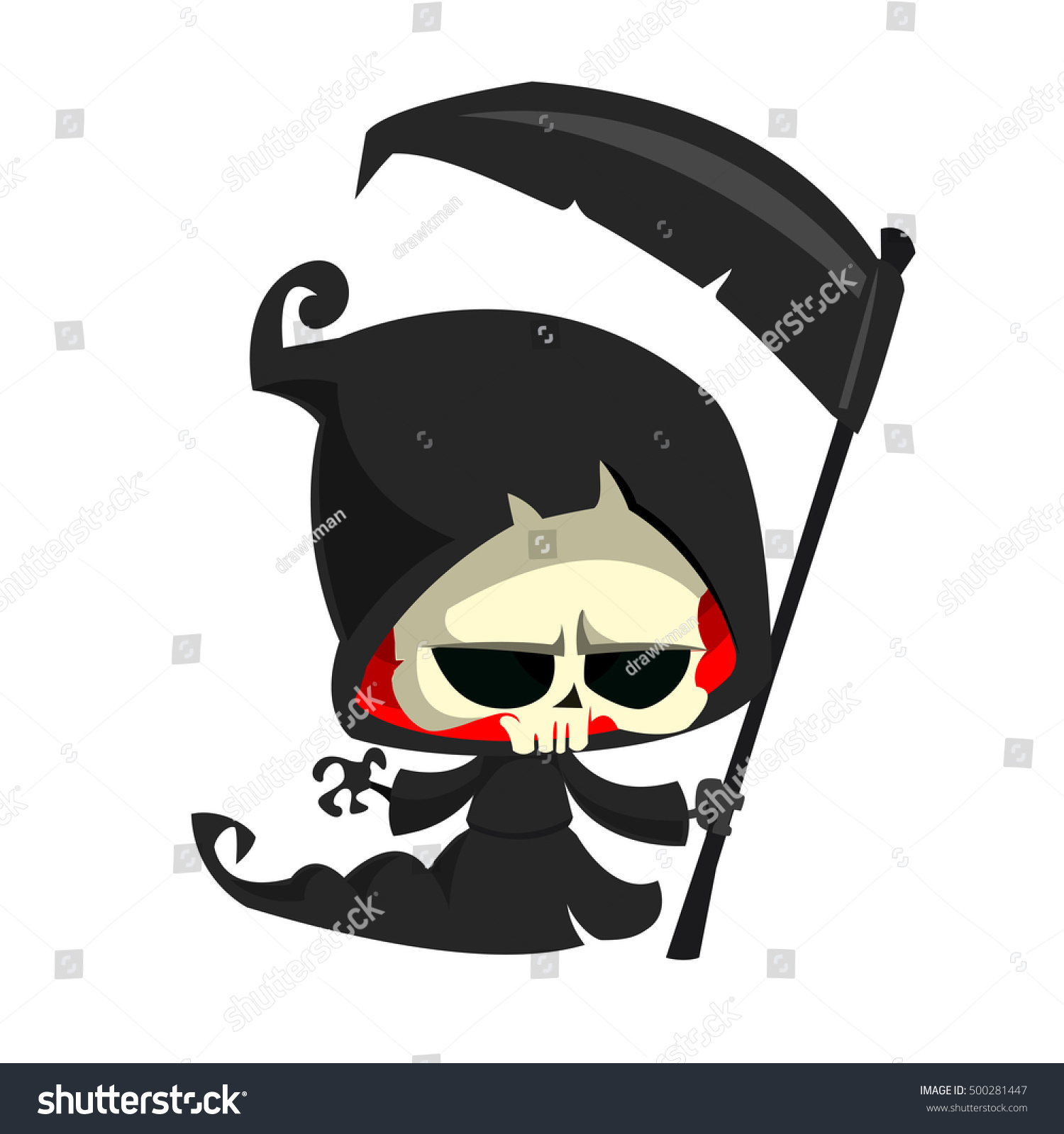 Vektor Stok Cute Cartoon Grim Reaper Scythe Isolated Tanpa Royalti 500281447 Shutterstock 7710