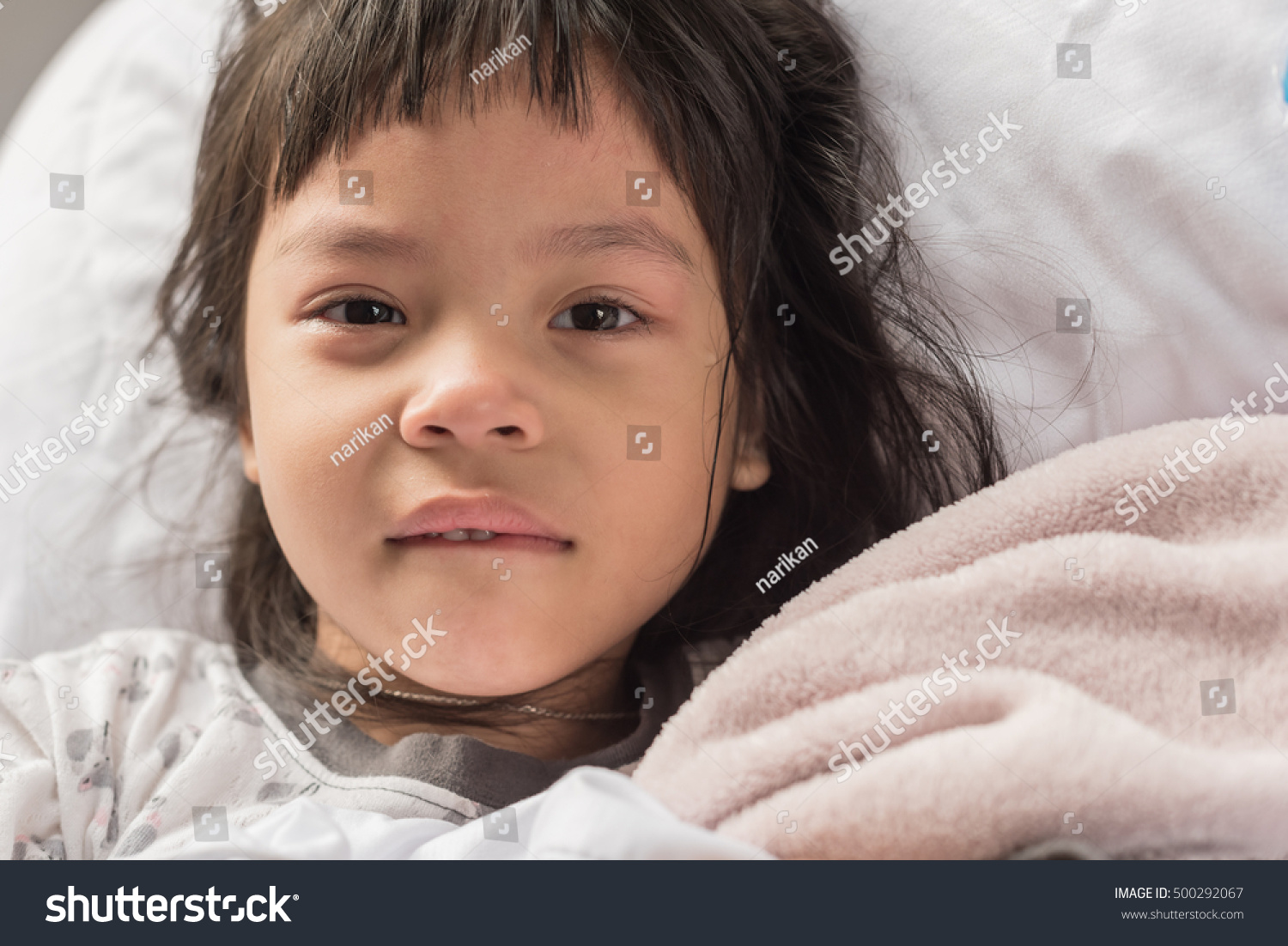 Worried Crying Child Lying On Bed Stock Photo 500292067 | Shutterstock