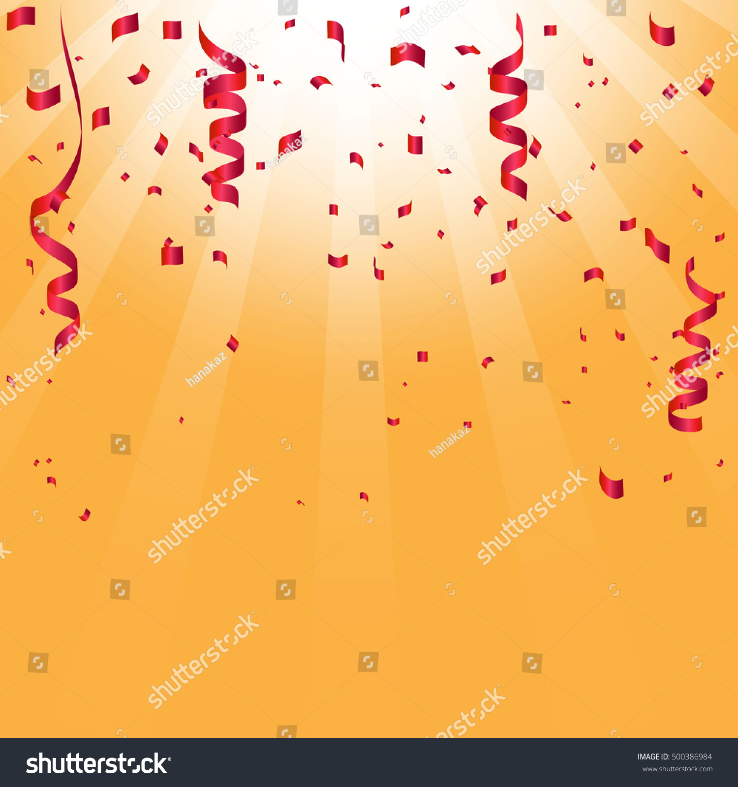 Celebration Background Template Confetti Red Ribbons Stock Vector Royalty Free 500386984 2844