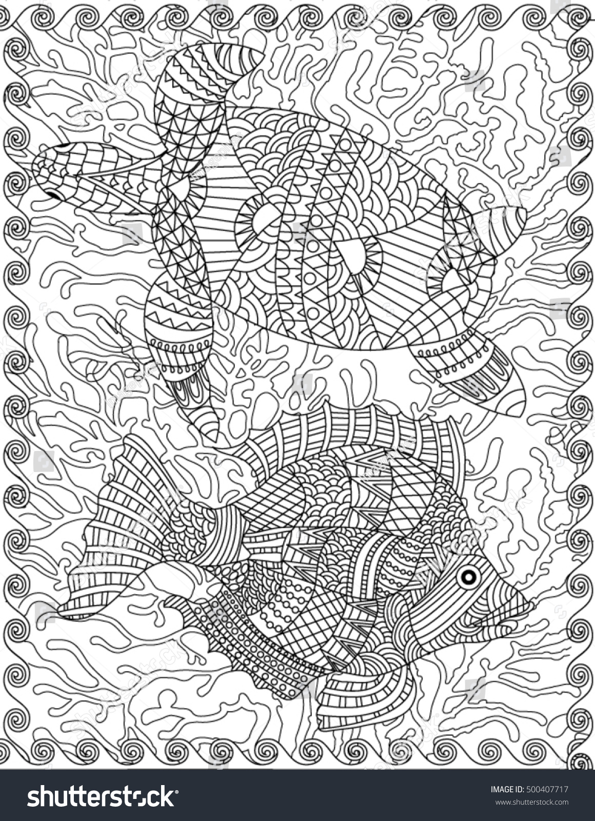 Ocean Coloring Page Stock Vector (Royalty Free) 500407717 | Shutterstock