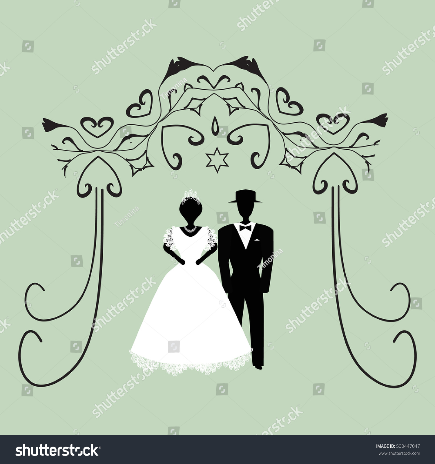 Vintage Graphic Chuppah Religious Jewish Wedding Stock Illustration ...