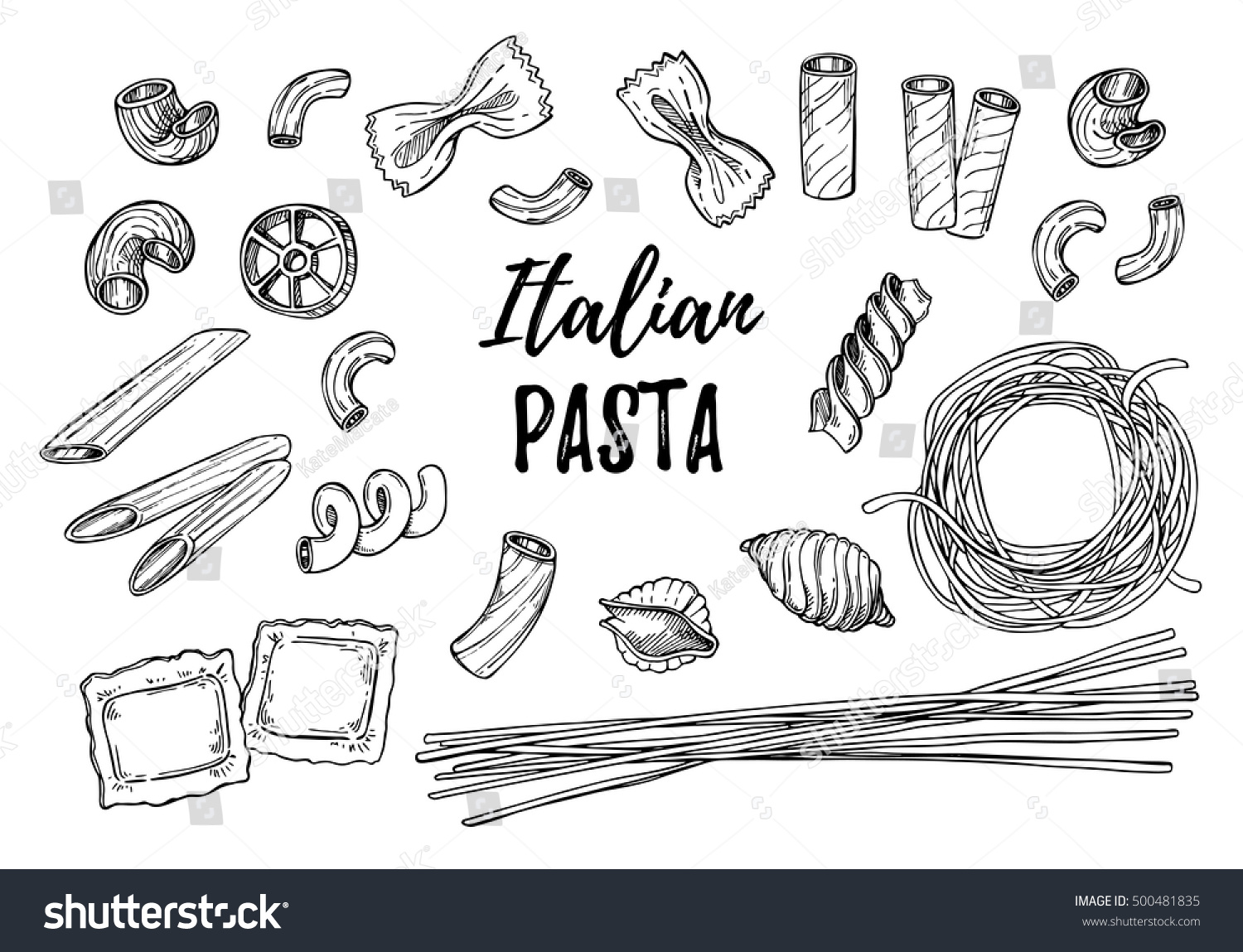 Hand Drawn Vector Illustration Italian Food Stock Vector (Royalty Free ...