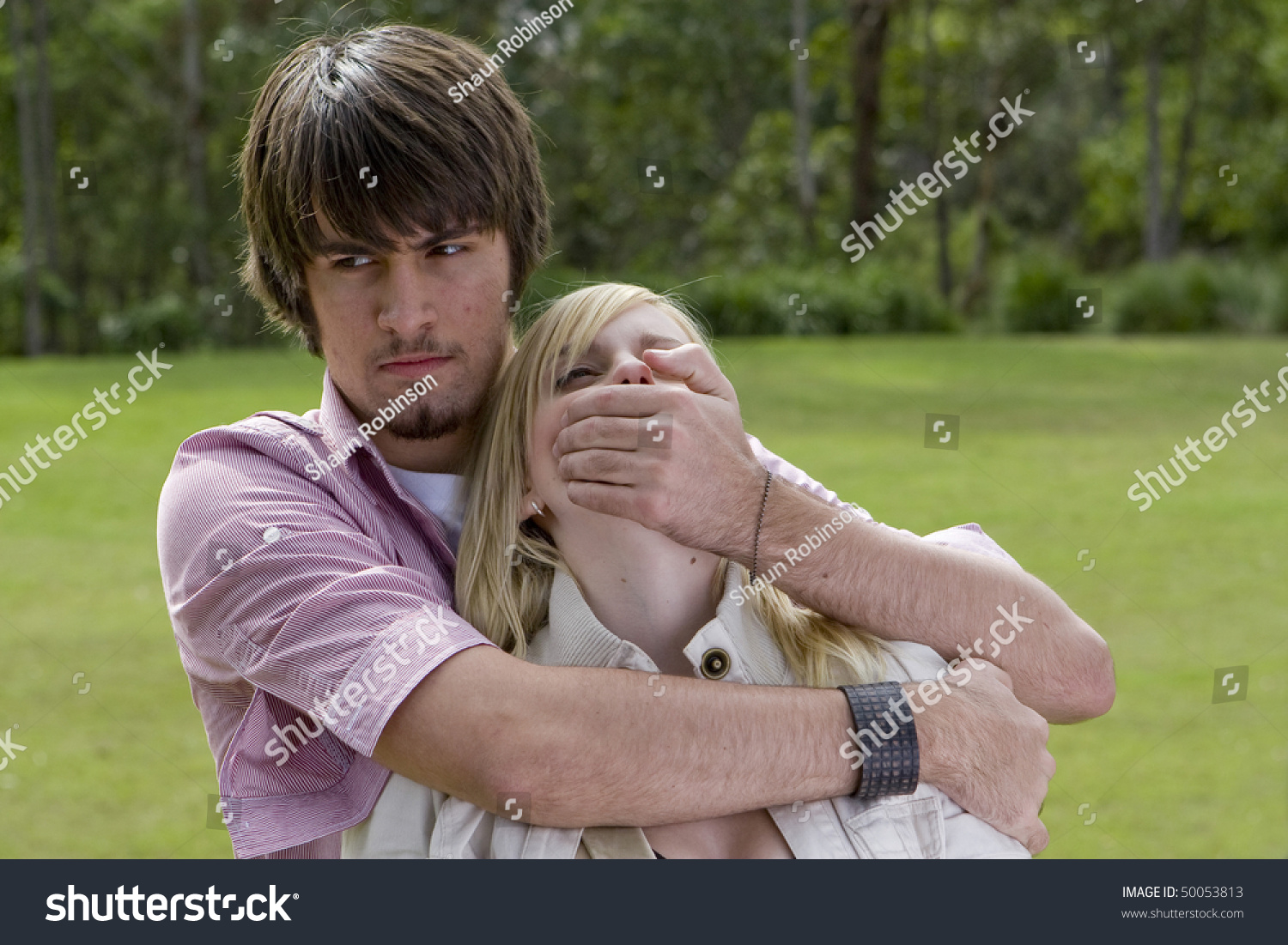 Domestic Violence Situation Man Attacking Woman Stock Photo 50053813 ...