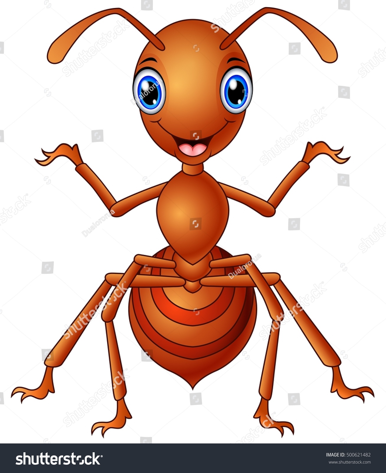 Vector Illustration Happy Ant Cartoon Standing Stock Vector (Royalty ...