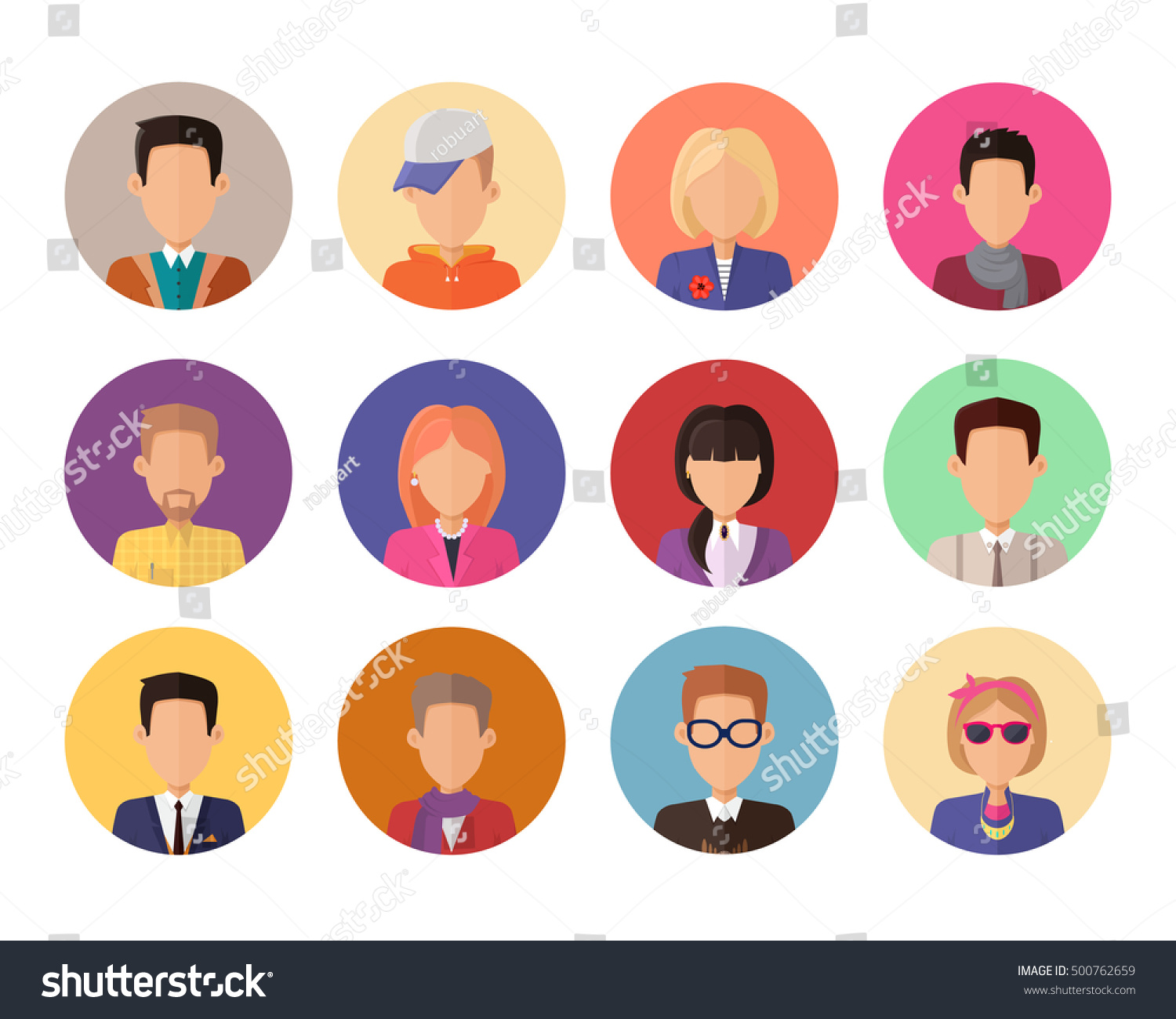 Set Portraits Avatars Userpics Different Clothes Stock Vector (Royalty ...