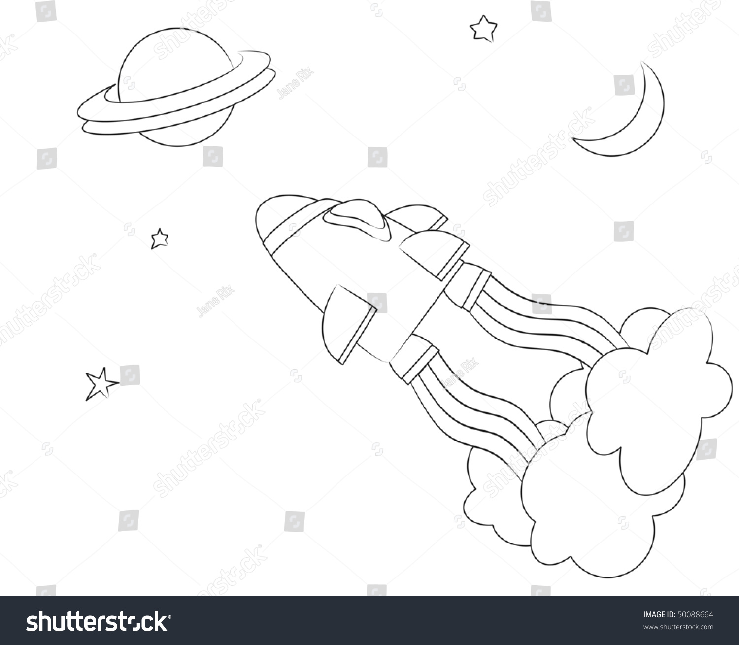 Vector Illusration Spaceship Space Cartoon Style Stock Vector (Royalty ...