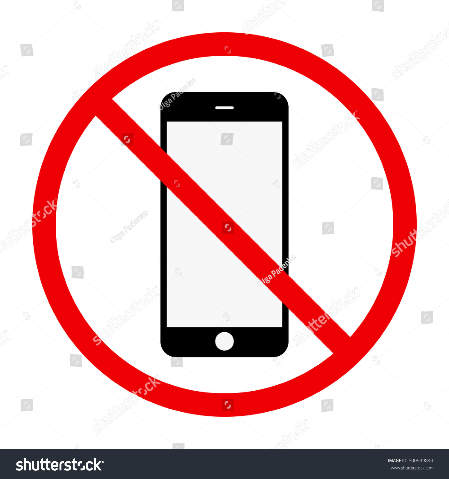 No Phone Sing On White Background Stock Vector (Royalty Free) 500949844 ...