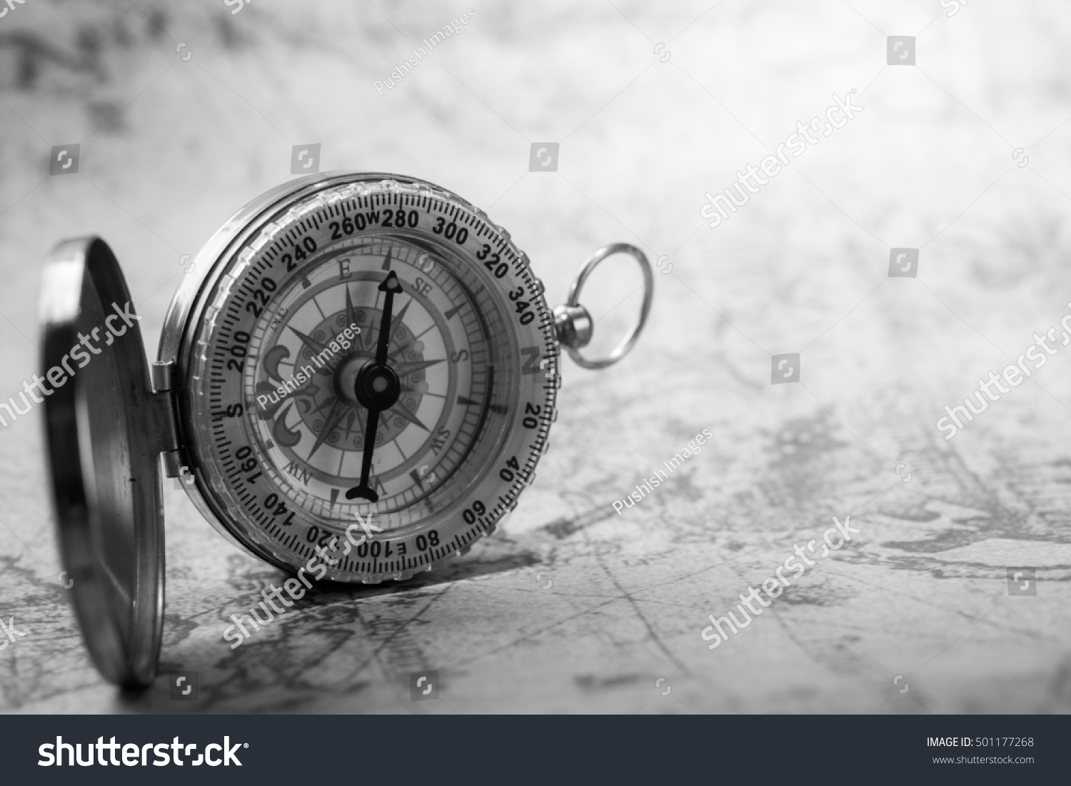 old map compass black and white