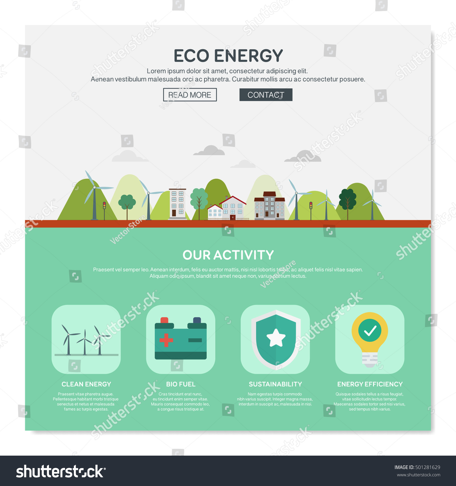 One Page Web Design Template Eco Stock Vector (Royalty Free) 501281629 ...