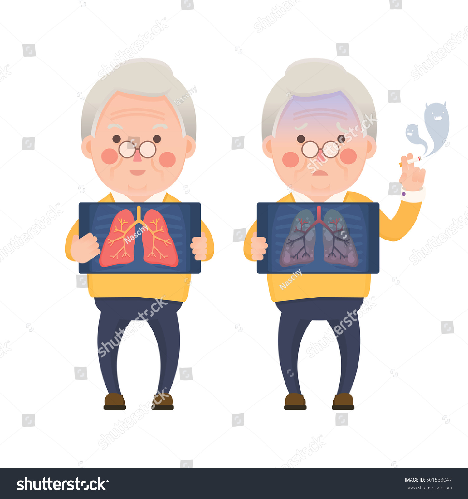 Vector Illustration Happy Old Man Holding Stock Vector (Royalty Free ...