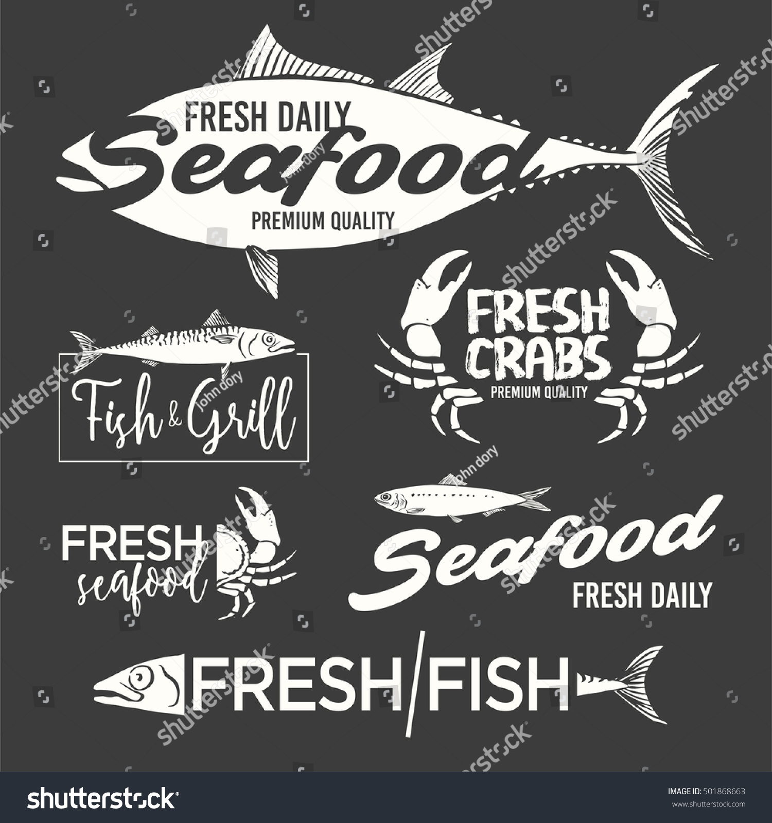 Set Seafood Logos Grill Crab Restaurant Stock Vector (Royalty Free ...