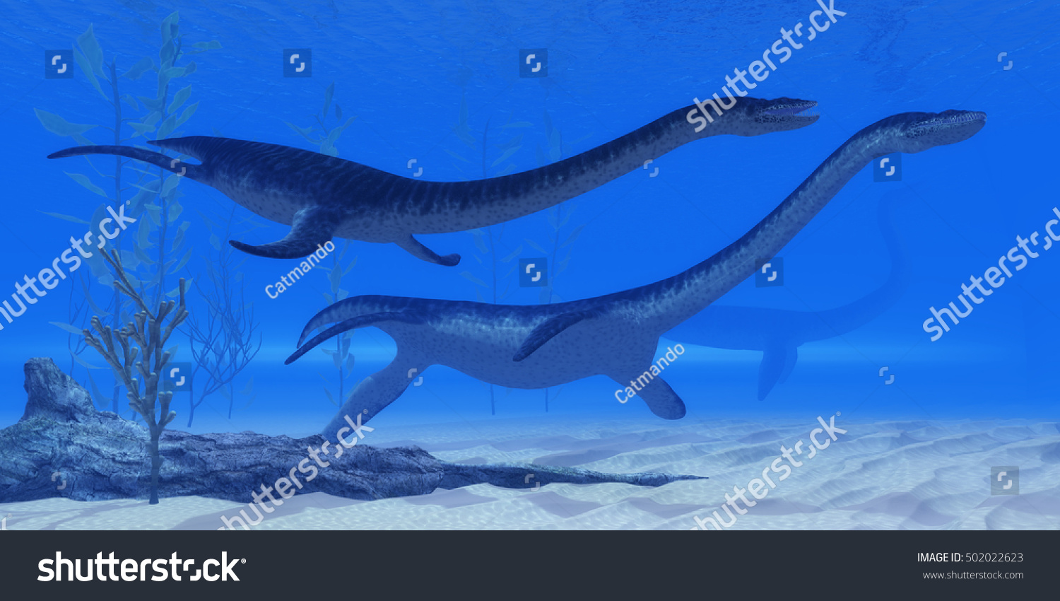 Plesiosaurus Jurassic Reptiles 3d Illustration Plesiosaurus Stock ...