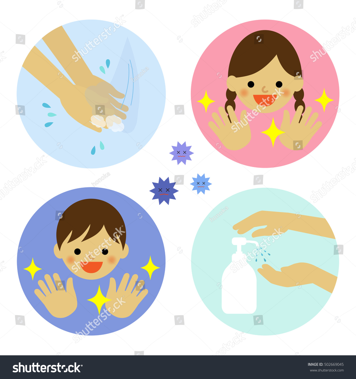 Hand Washing Water Alcohol Kids Stock Vector (Royalty Free) 502669045 ...