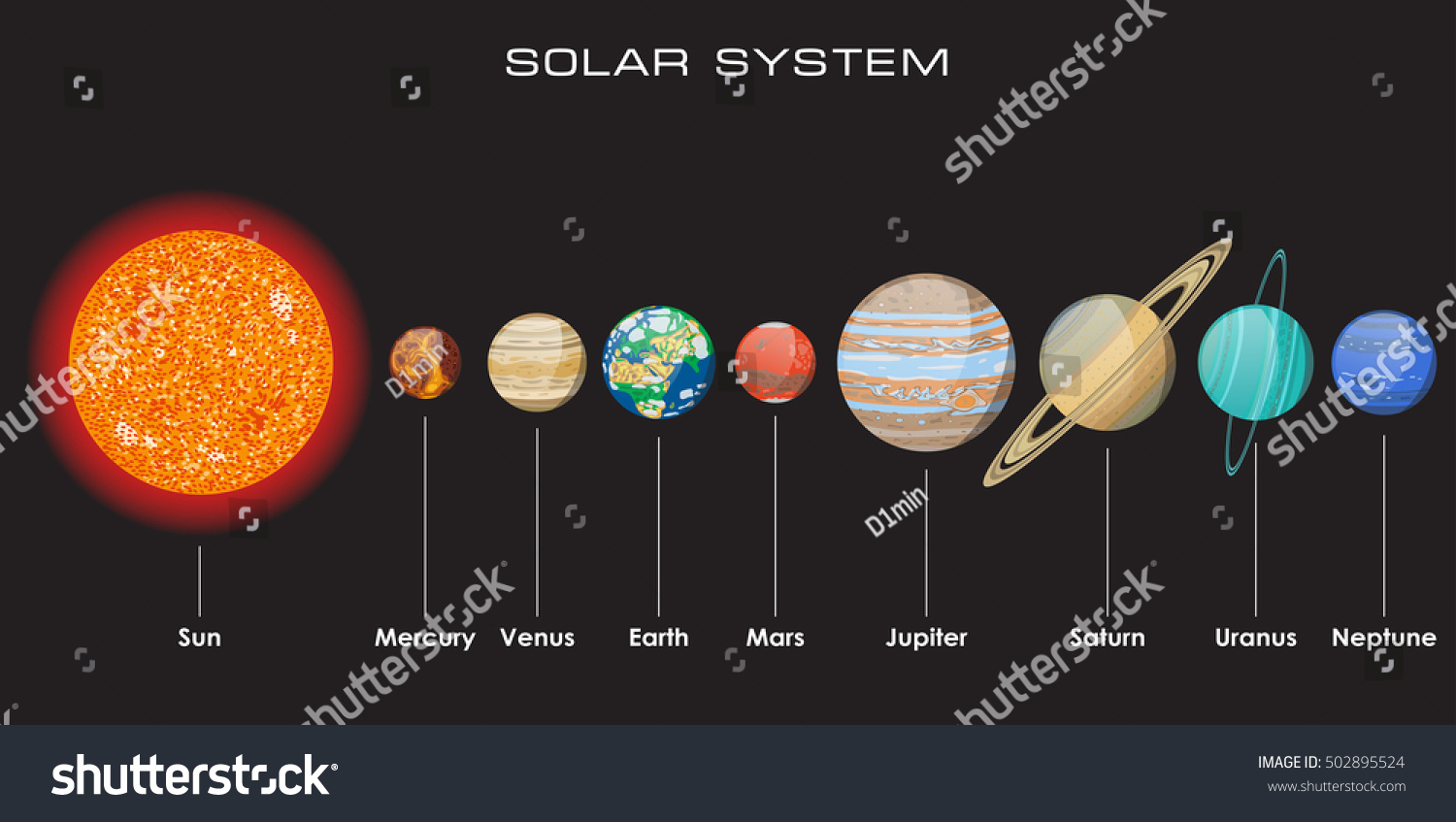 Planets Vector Set On Dark Background Stock Vector (Royalty Free ...