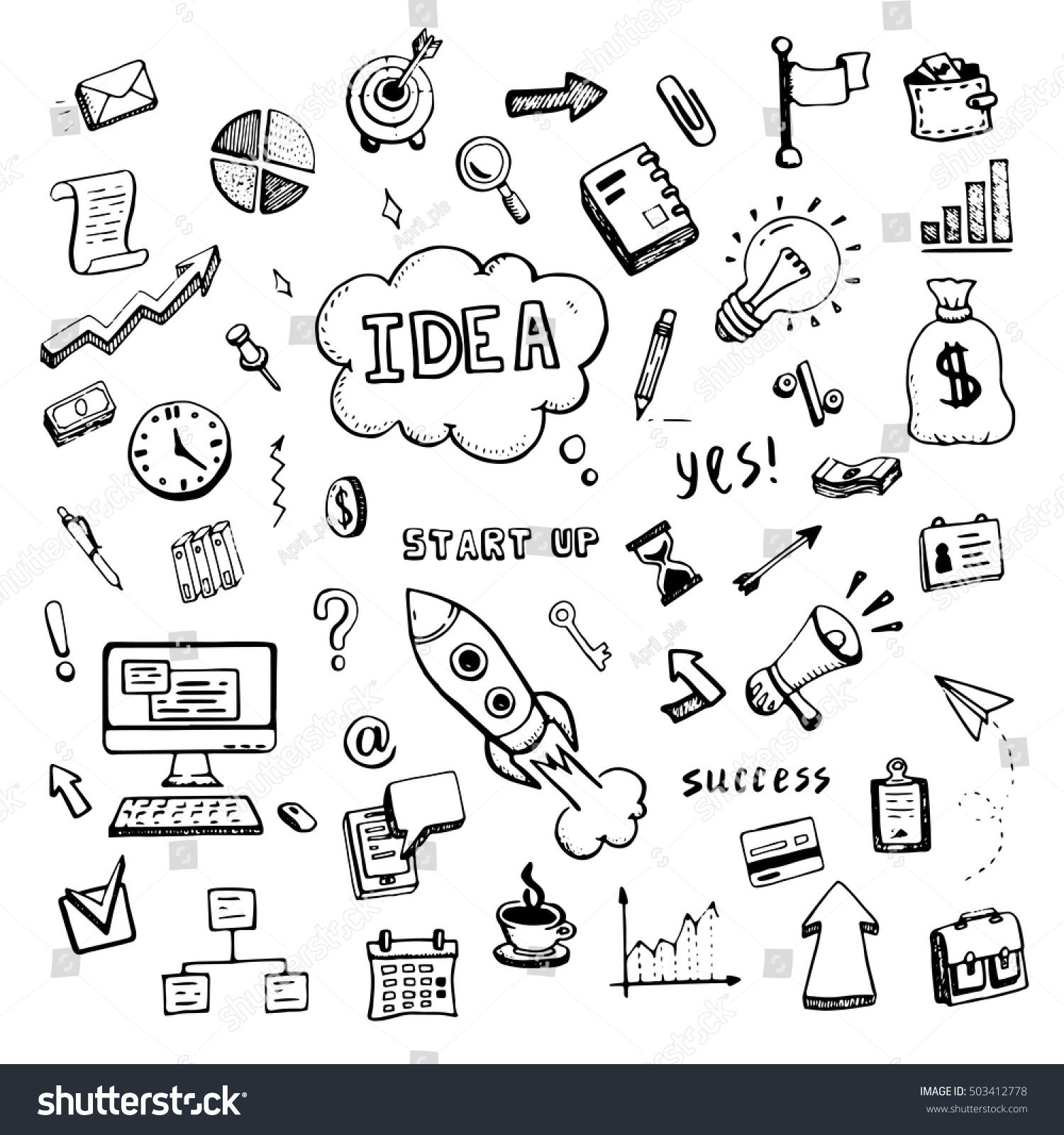 Set Business Start Doodles Hand Drawn Stock Vector (Royalty Free ...