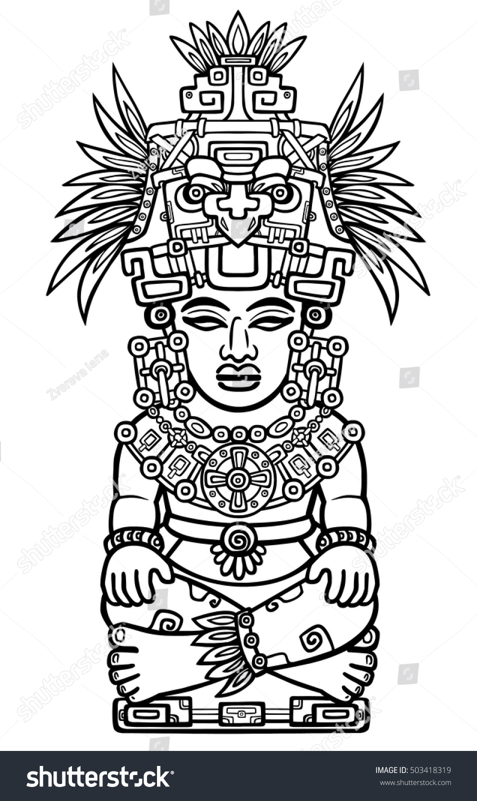 Linear Drawing Decorative Image Indian Deity Stock Vector (Royalty Free ...