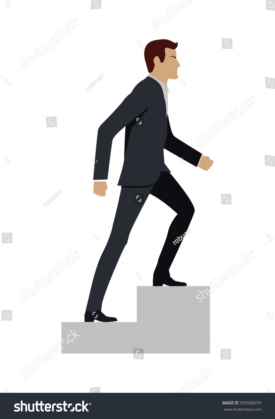 Businessman Black Business Suit Walking Stairs Stock Illustration ...