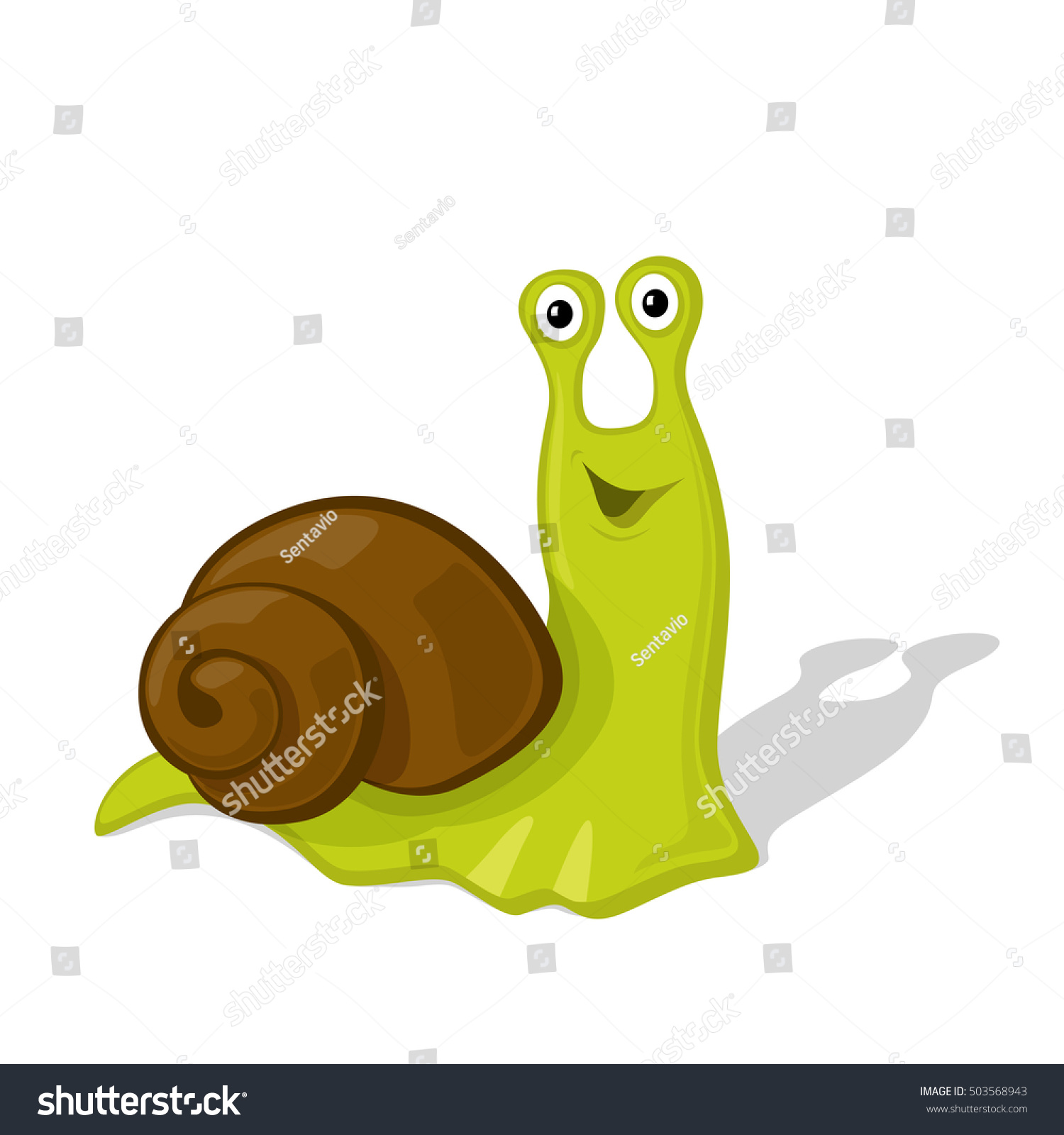 Funny Cartoon Snail Isolated On White Stock Vector (Royalty Free ...