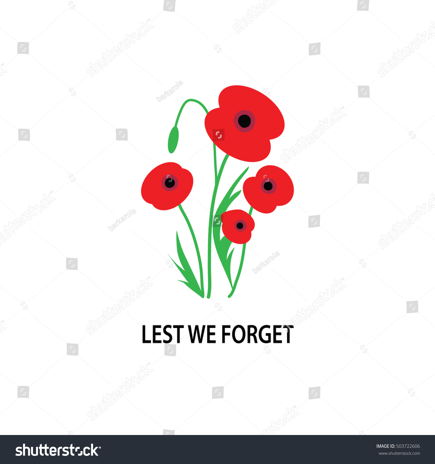 Remembrance Day Poppies Isolated On White Stock Vector (Royalty Free ...